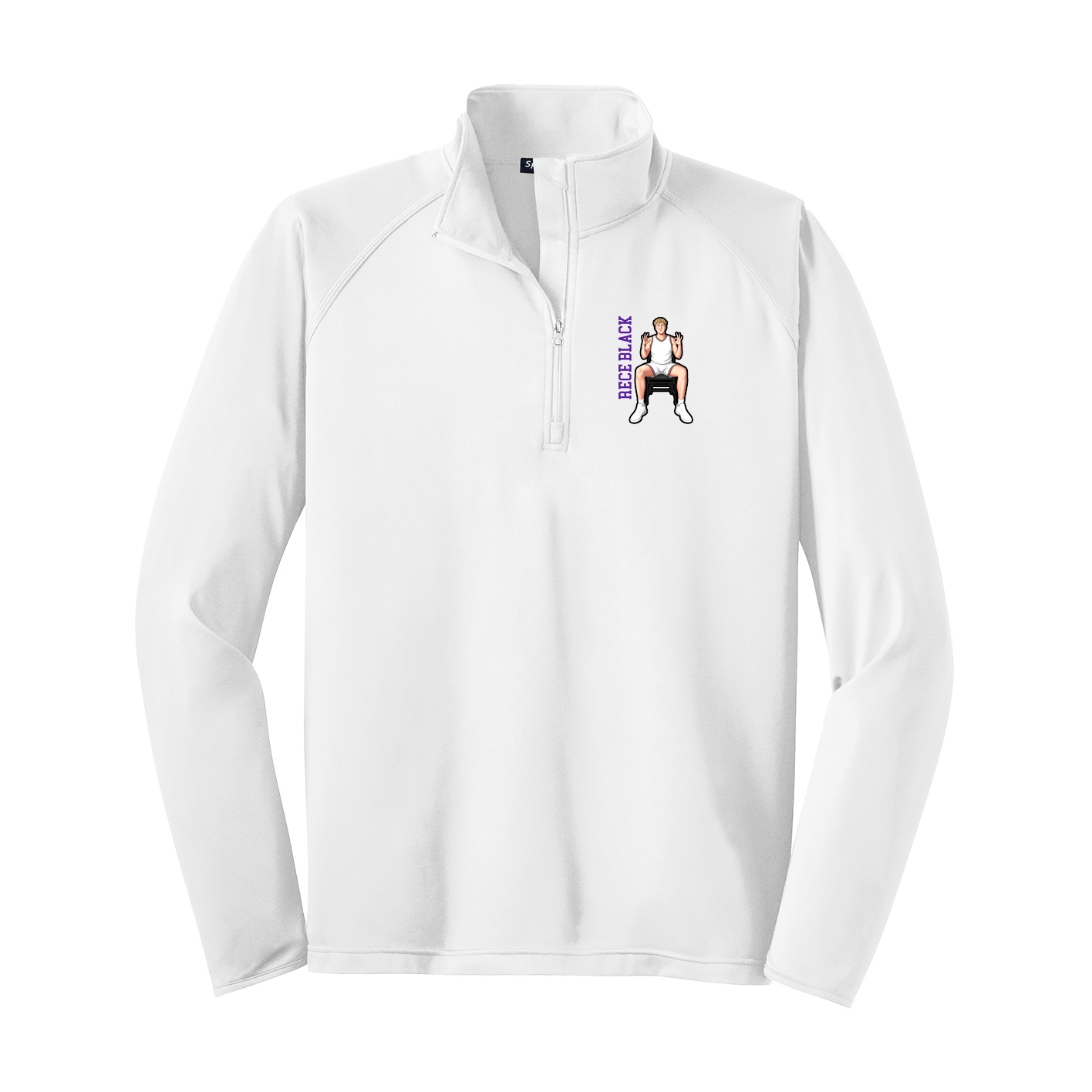 Q-Zip Pullover — Name Vertical in White