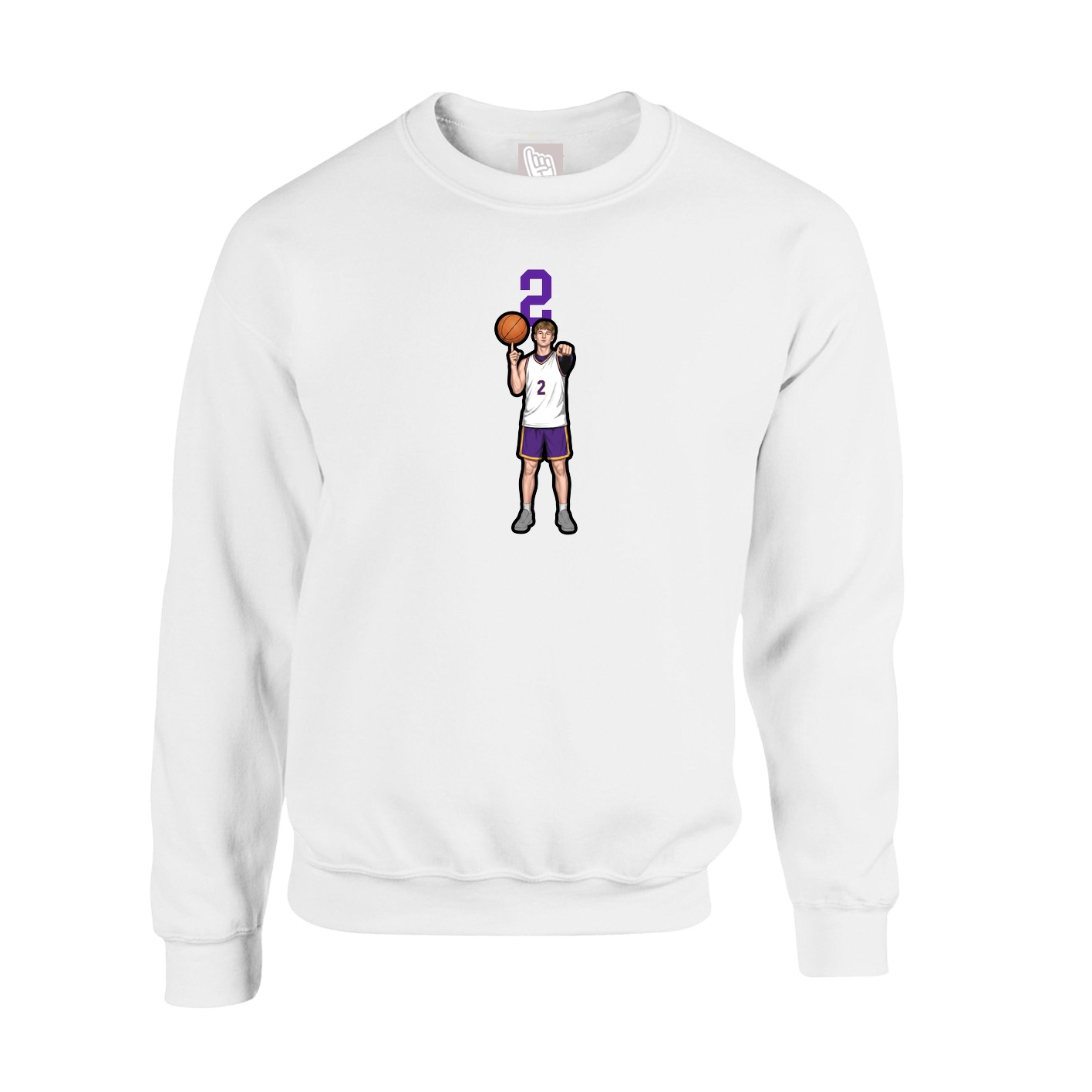 Fleece Crew — Number Top in White