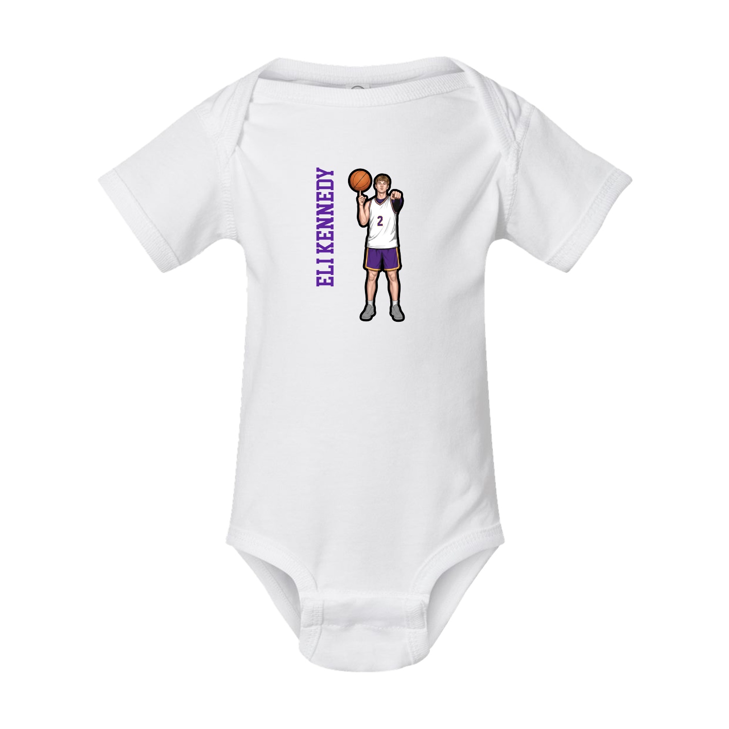 Baby Onesie — Name Vertical in White