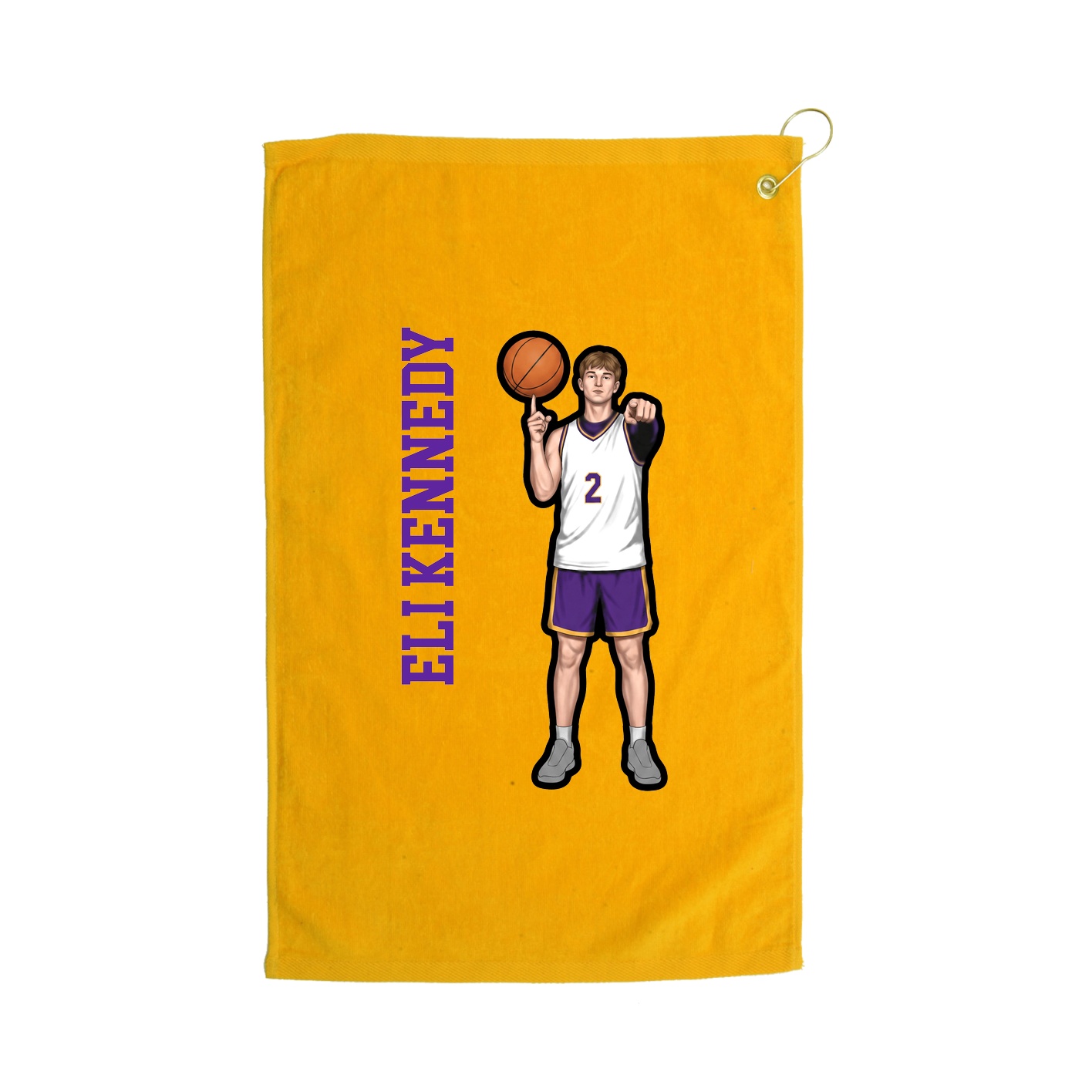 Golf Towel — Name Vertical in Gold