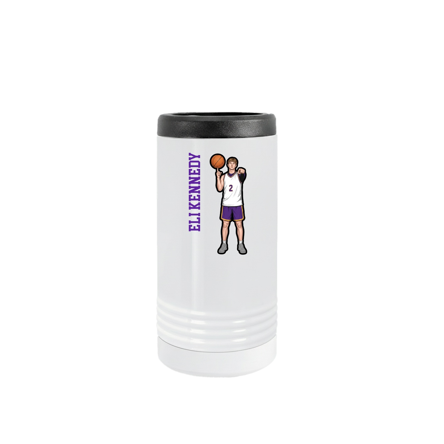 Slim Beverage Holder — Name Vertical in White
