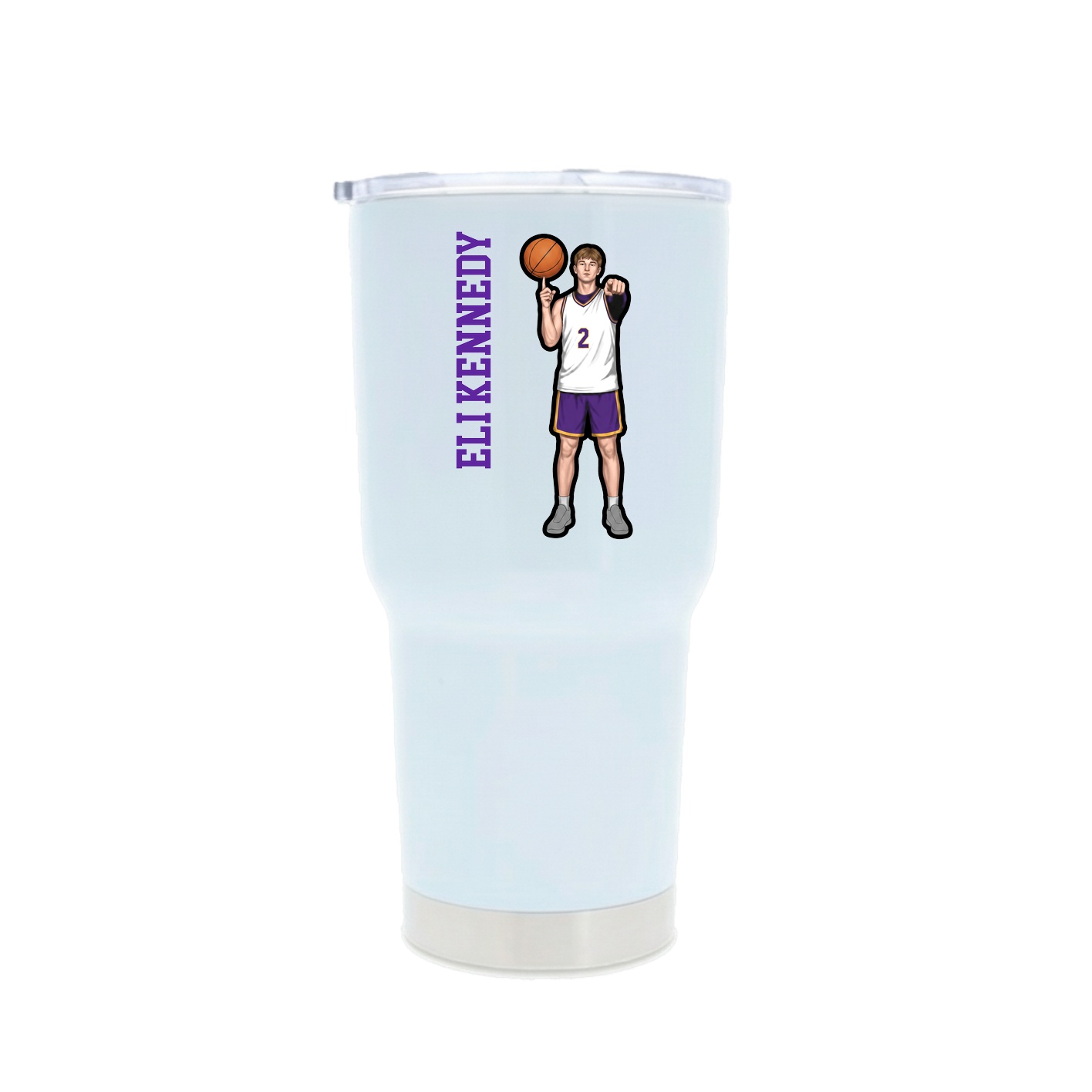 30oz Stainless Steel Tumbler — Name Vertical in White