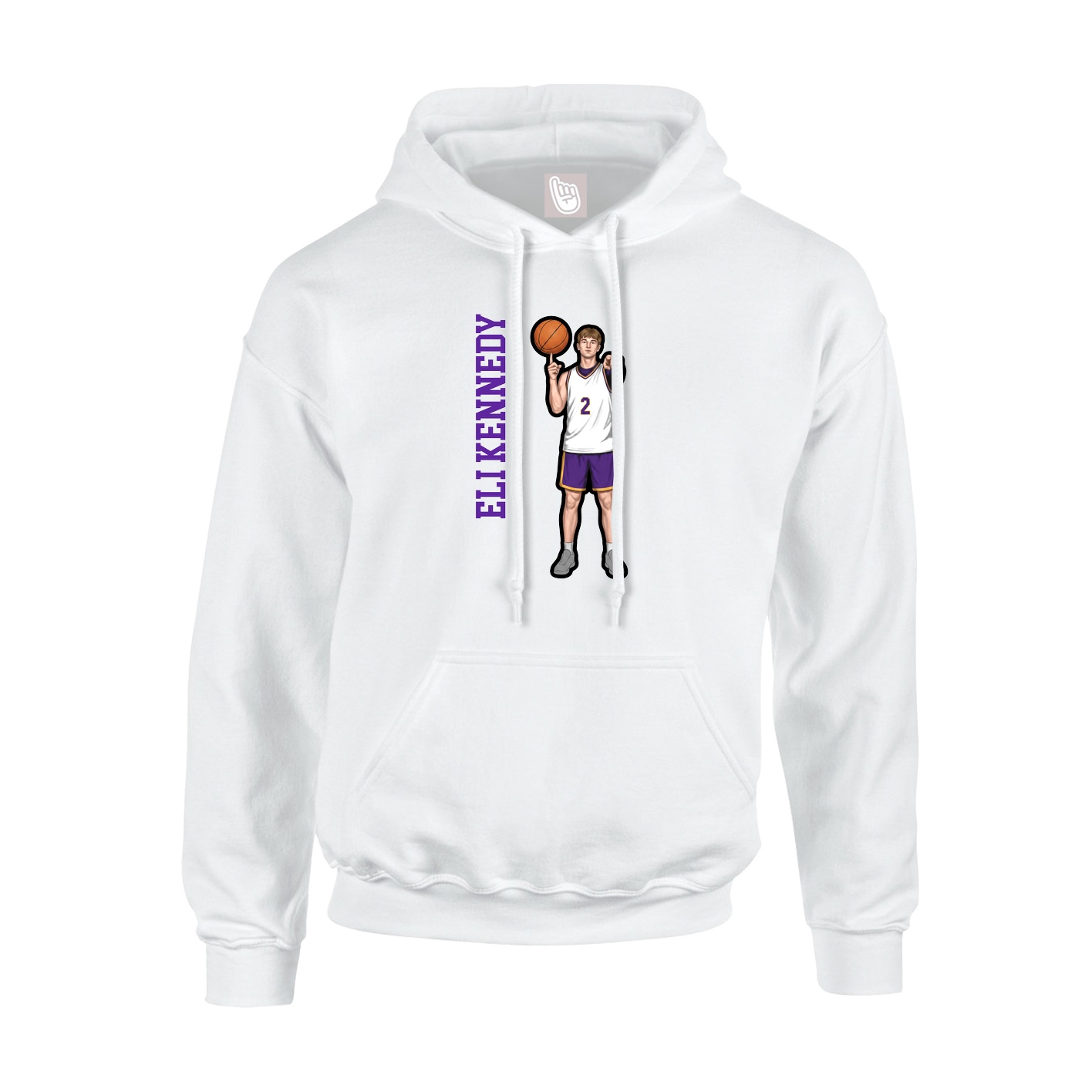 Youth Hoodie — Name Vertical in White