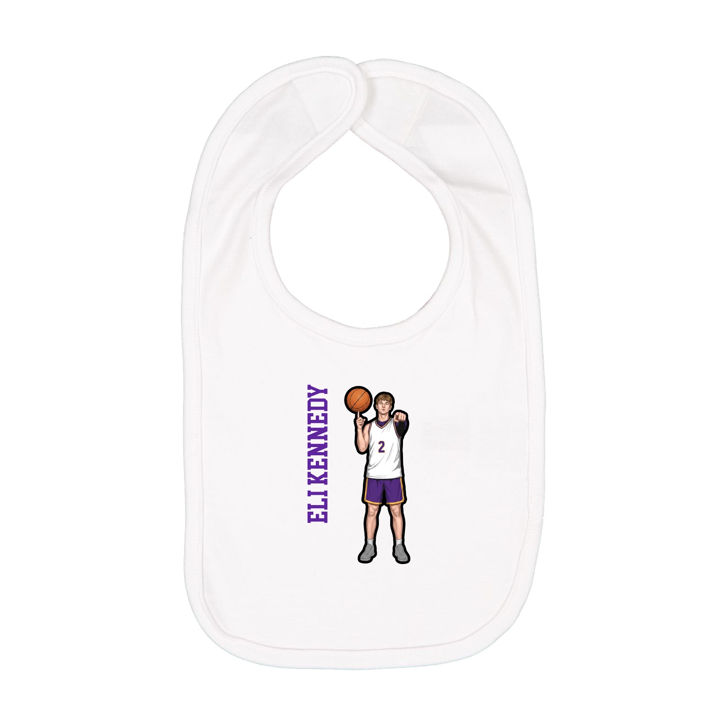 Infant Bib — Name Vertical in White