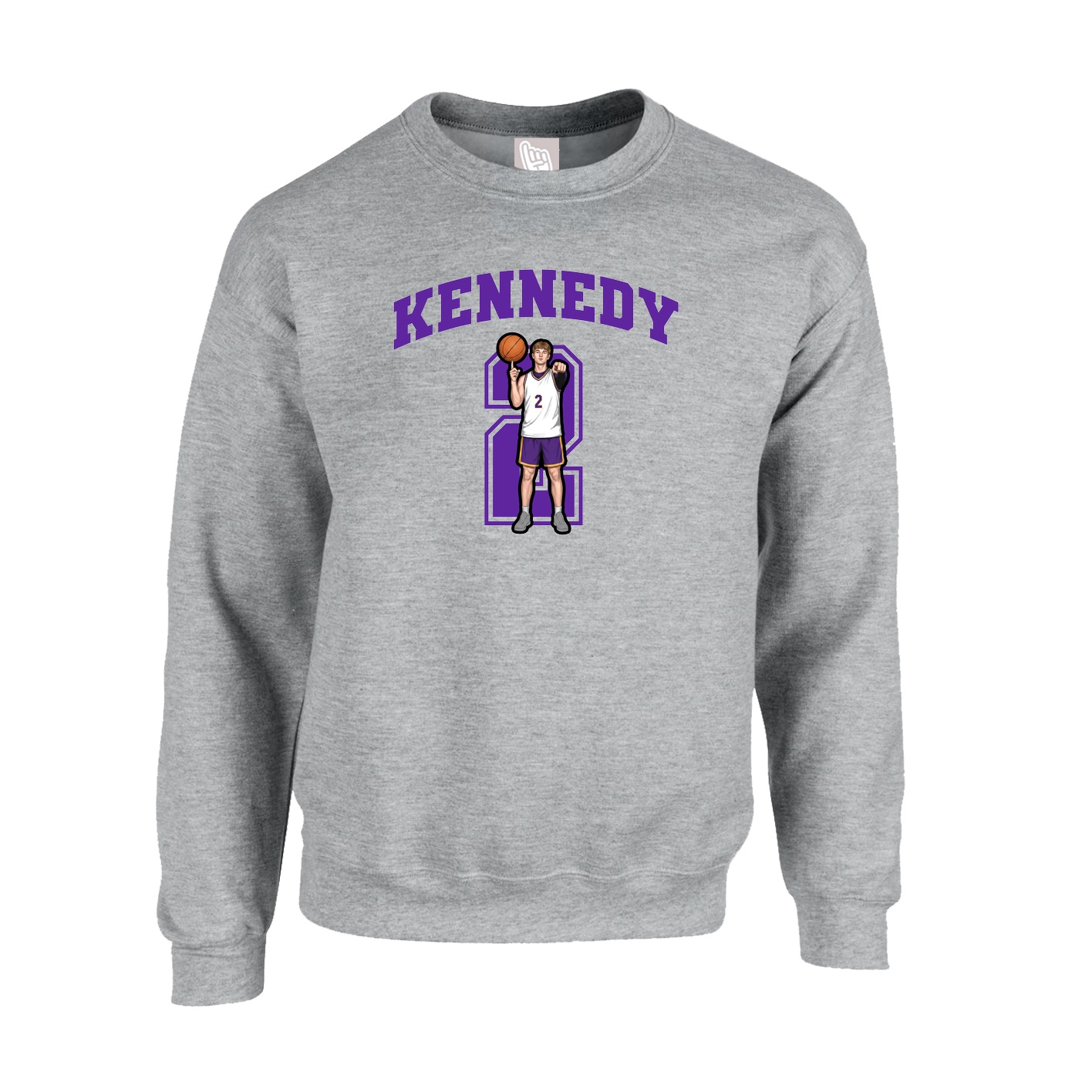 Fleece Crew — Number in Grey