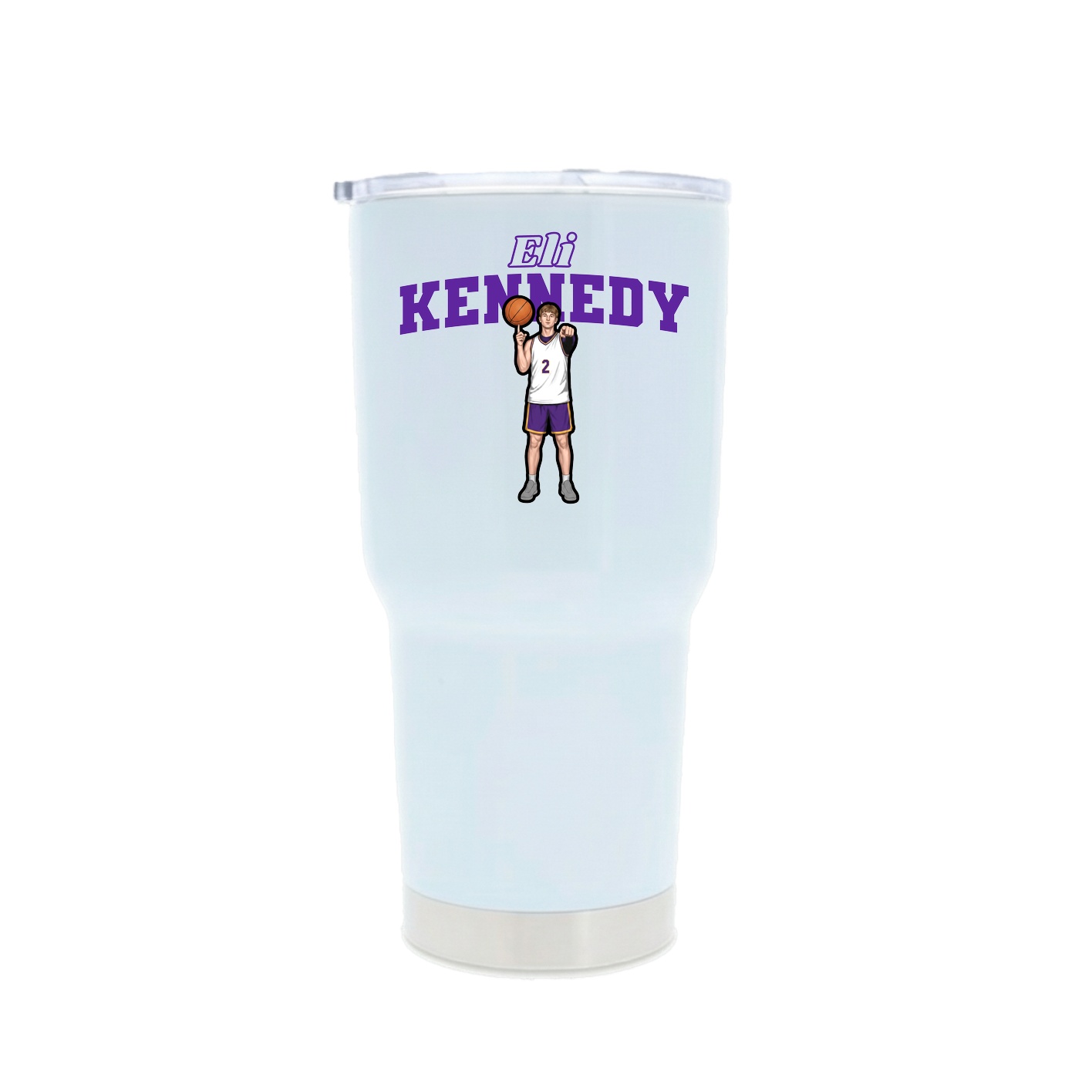 30oz Stainless Steel Tumbler — Name Arch in White