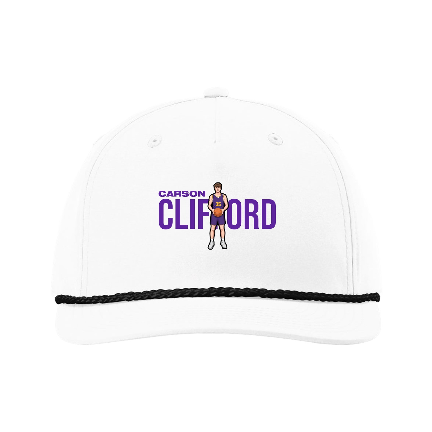 Five-Panel Classic Rope Cap — Player Name in White