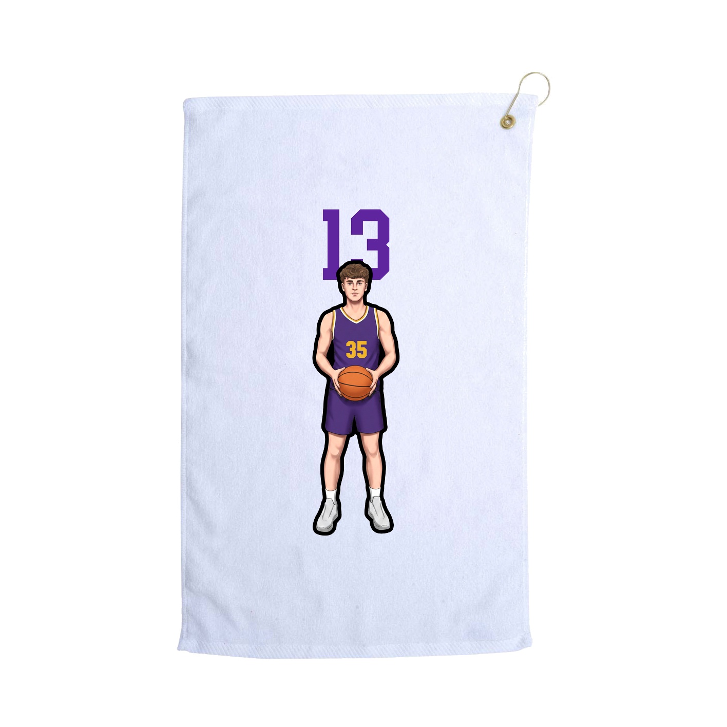 Golf Towel — Number Top in White