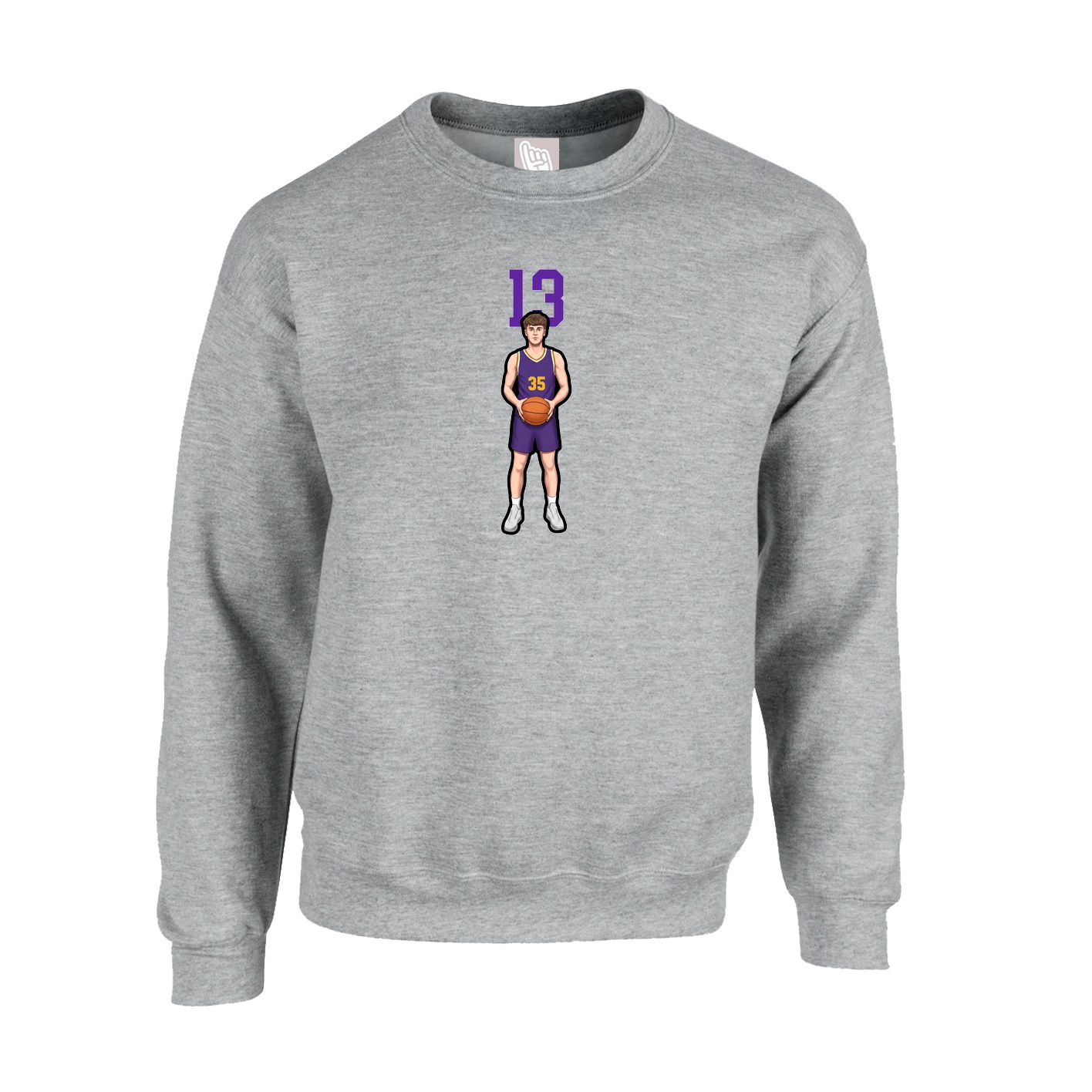 Fleece Crew — Number Top in Grey