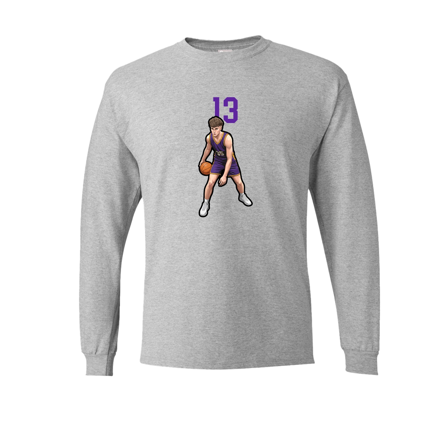 Long Sleeve Tee — Number Top in Grey