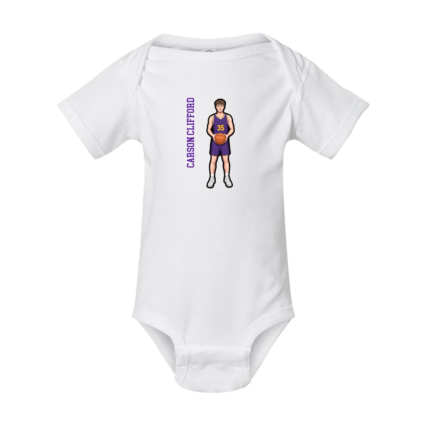Baby Onesie — Name Vertical in White