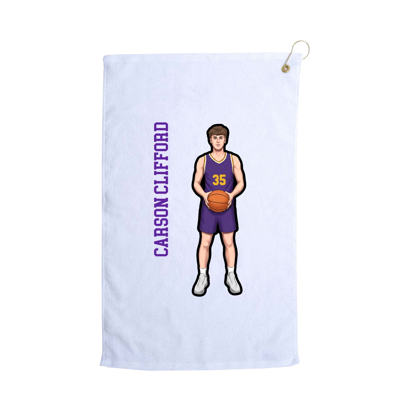 Golf Towel — Name Vertical in White