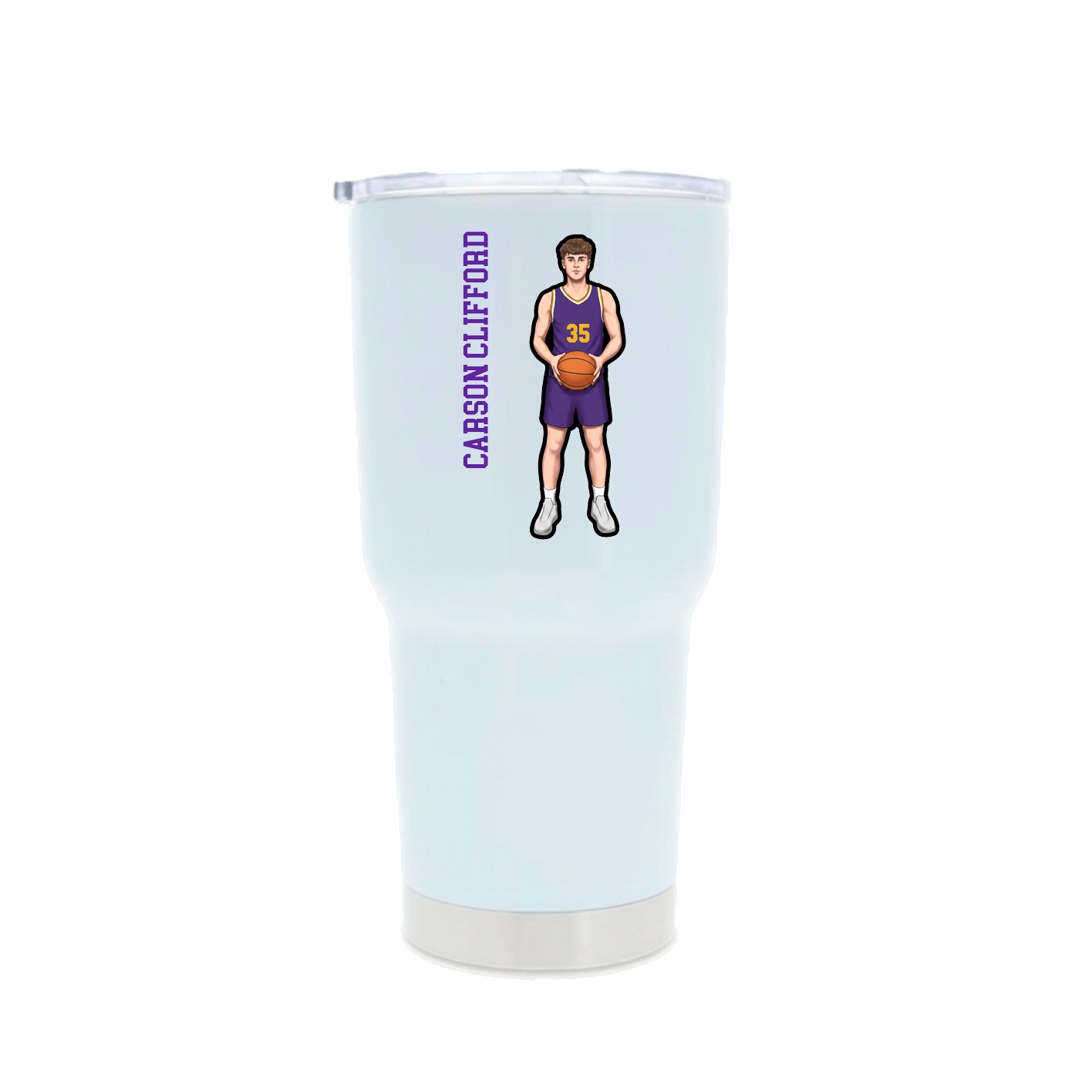 30oz Stainless Steel Tumbler — Name Vertical in White
