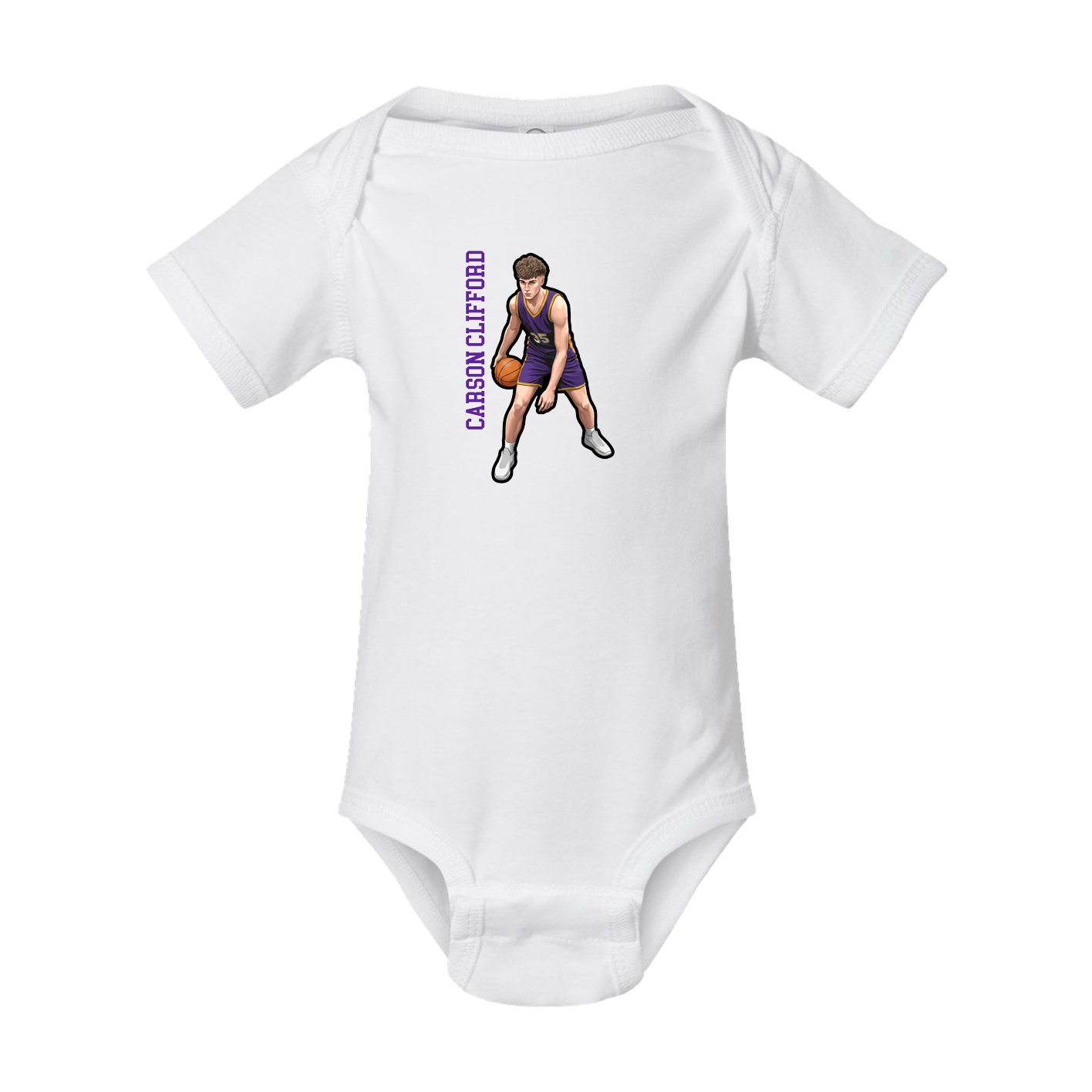 Baby Onesie — Name Vertical in White