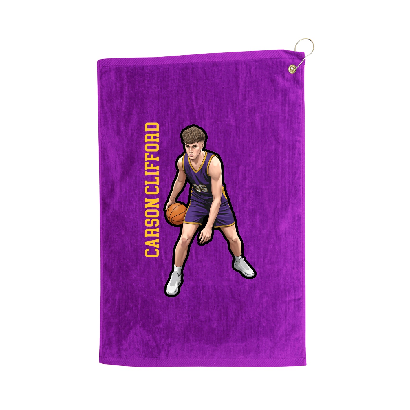 Golf Towel — Name Vertical in Purple