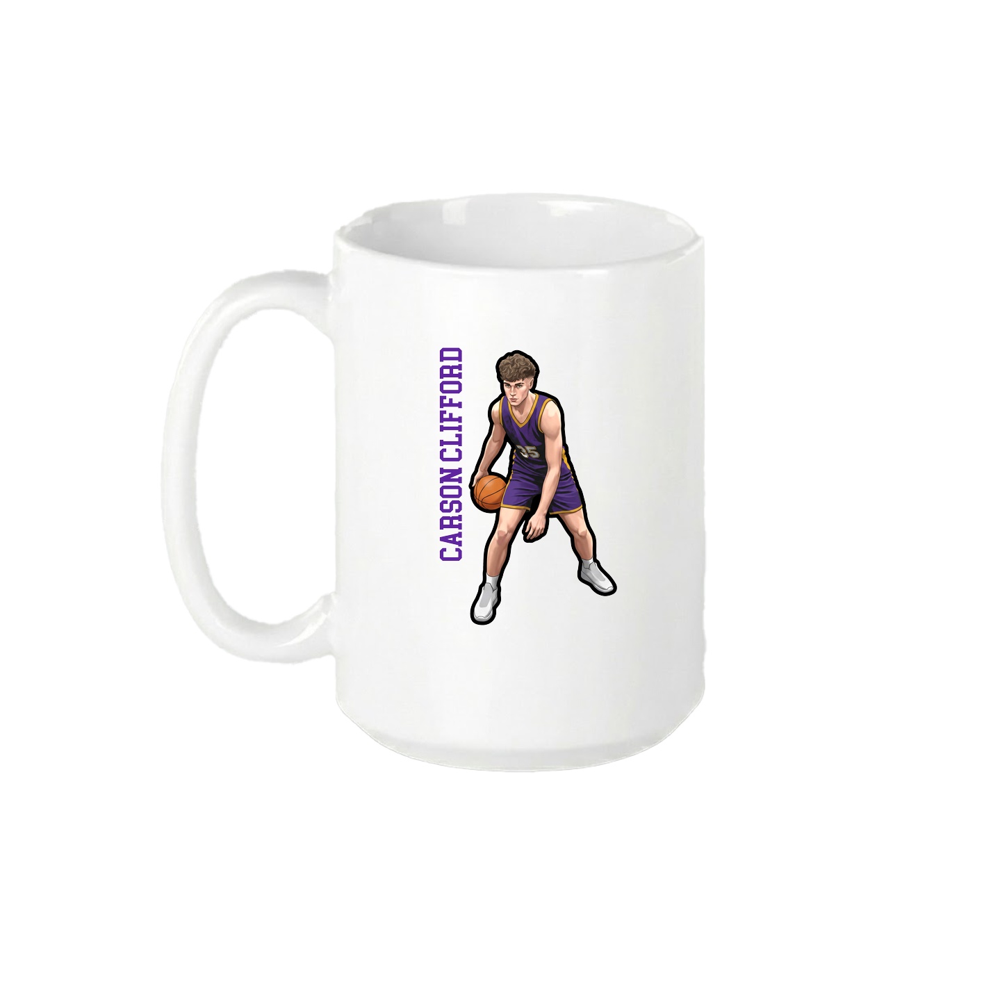 15oz Coffee Mug — Name Vertical in White