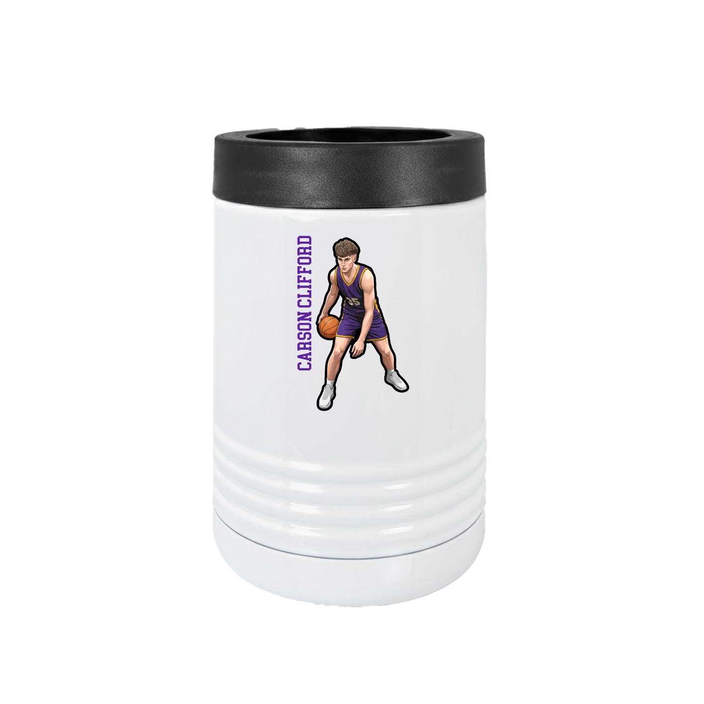 Beverage Holder — Name Vertical in White