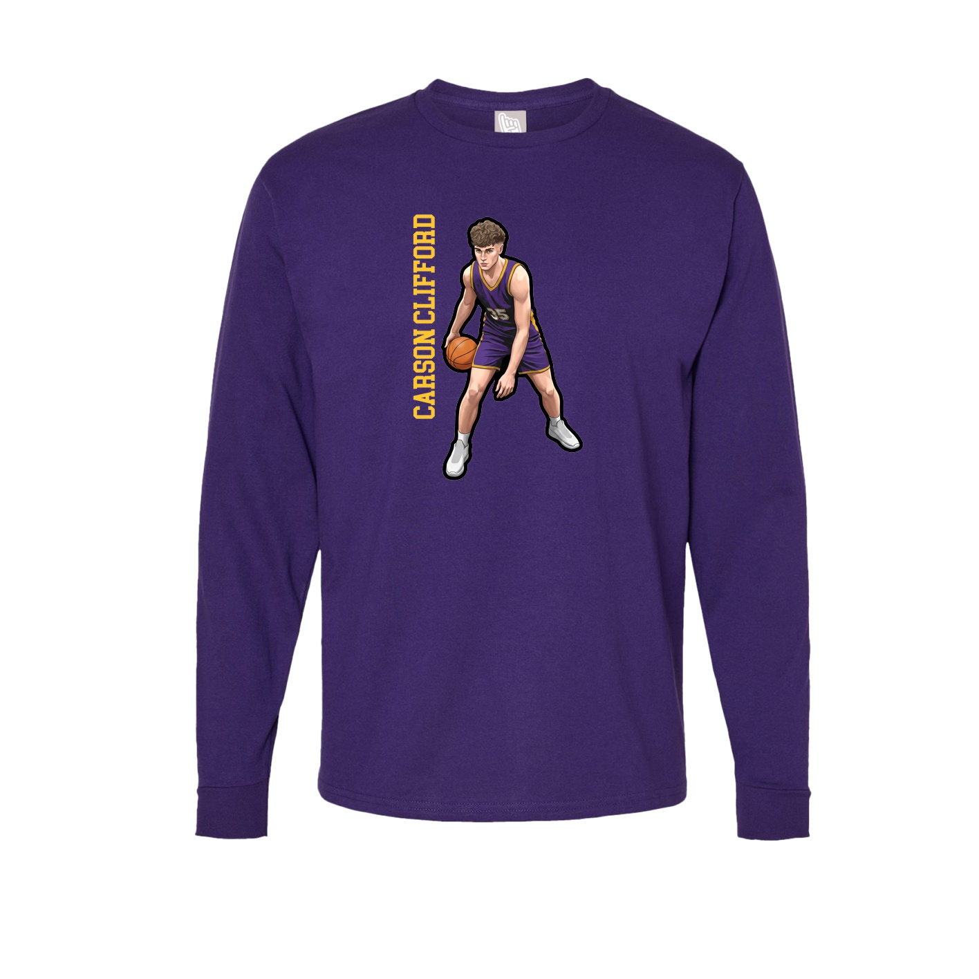 Long Sleeve Tee — Name Vertical in Purple