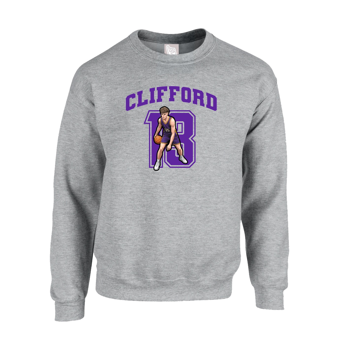Fleece Crew — Number in Grey