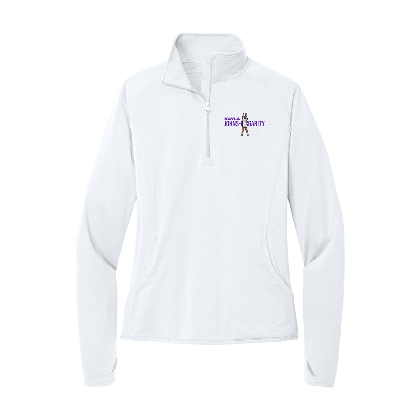 Women's Q-Zip Pullover — Player Name in White