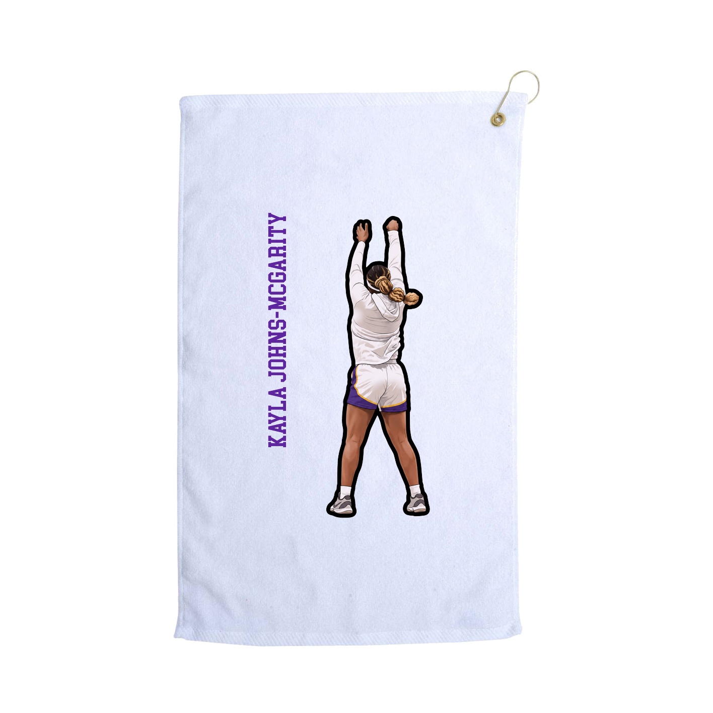 Golf Towel — Name Vertical in White