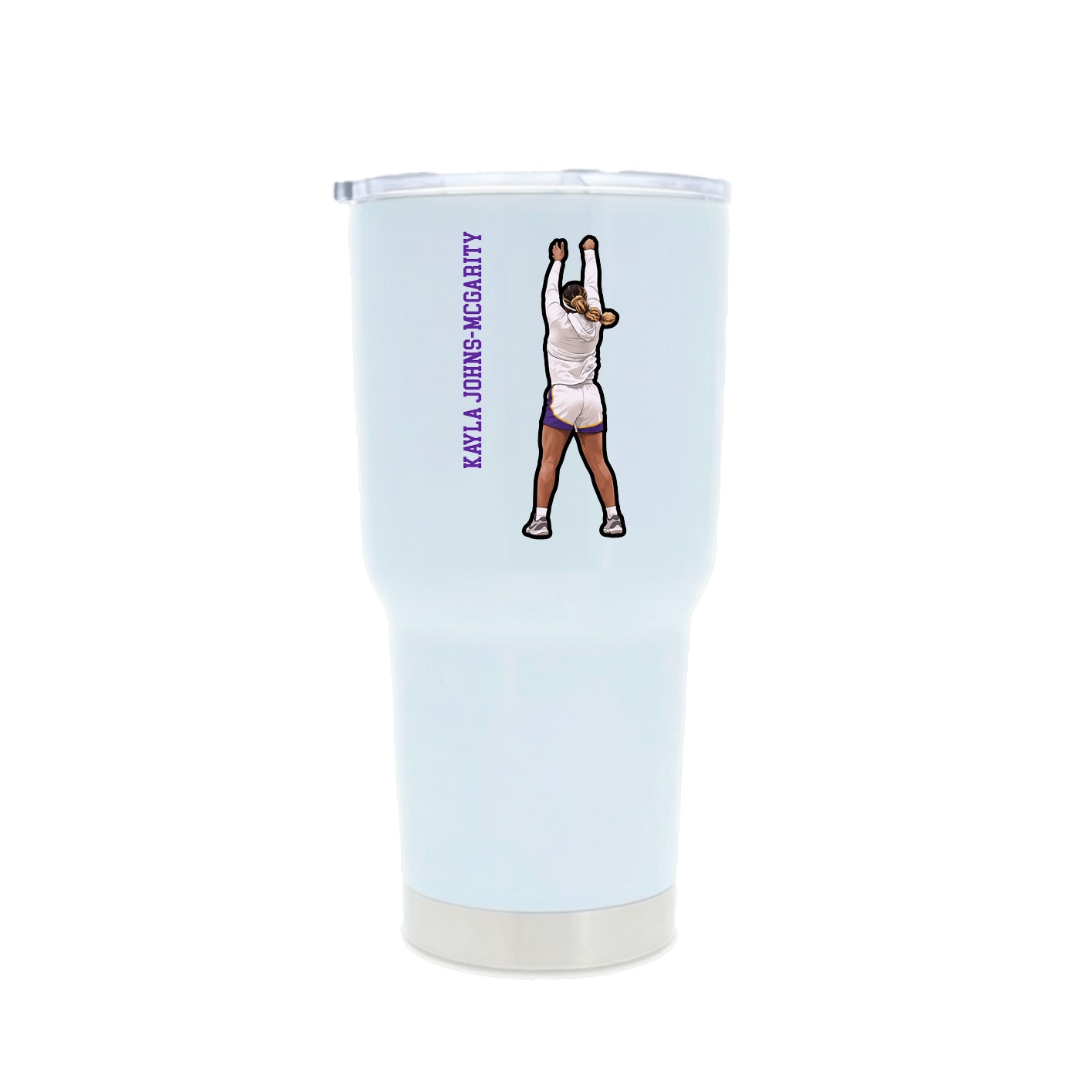 30oz Stainless Steel Tumbler — Name Vertical in White
