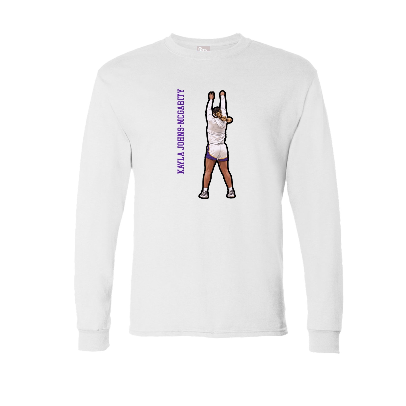 Long Sleeve Tee — Name Vertical in White