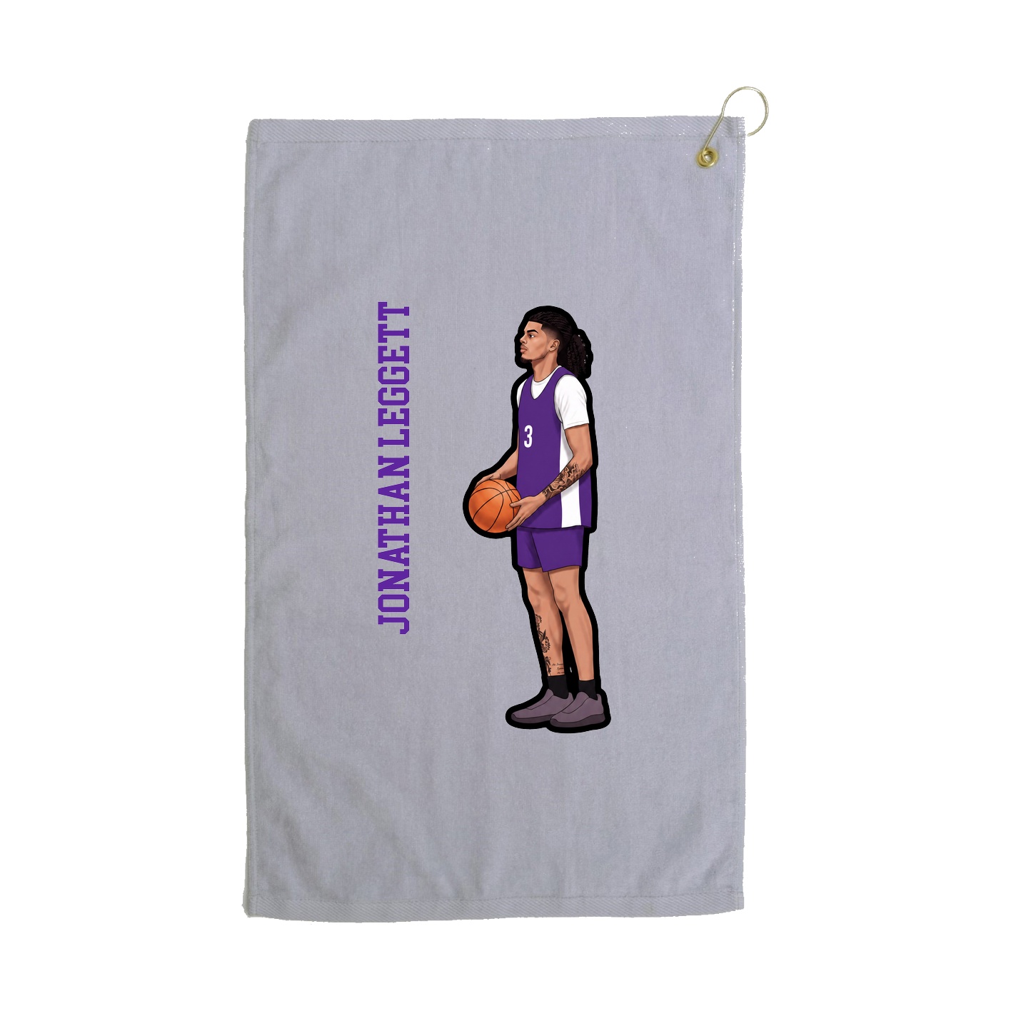 Golf Towel — Name Vertical in Grey