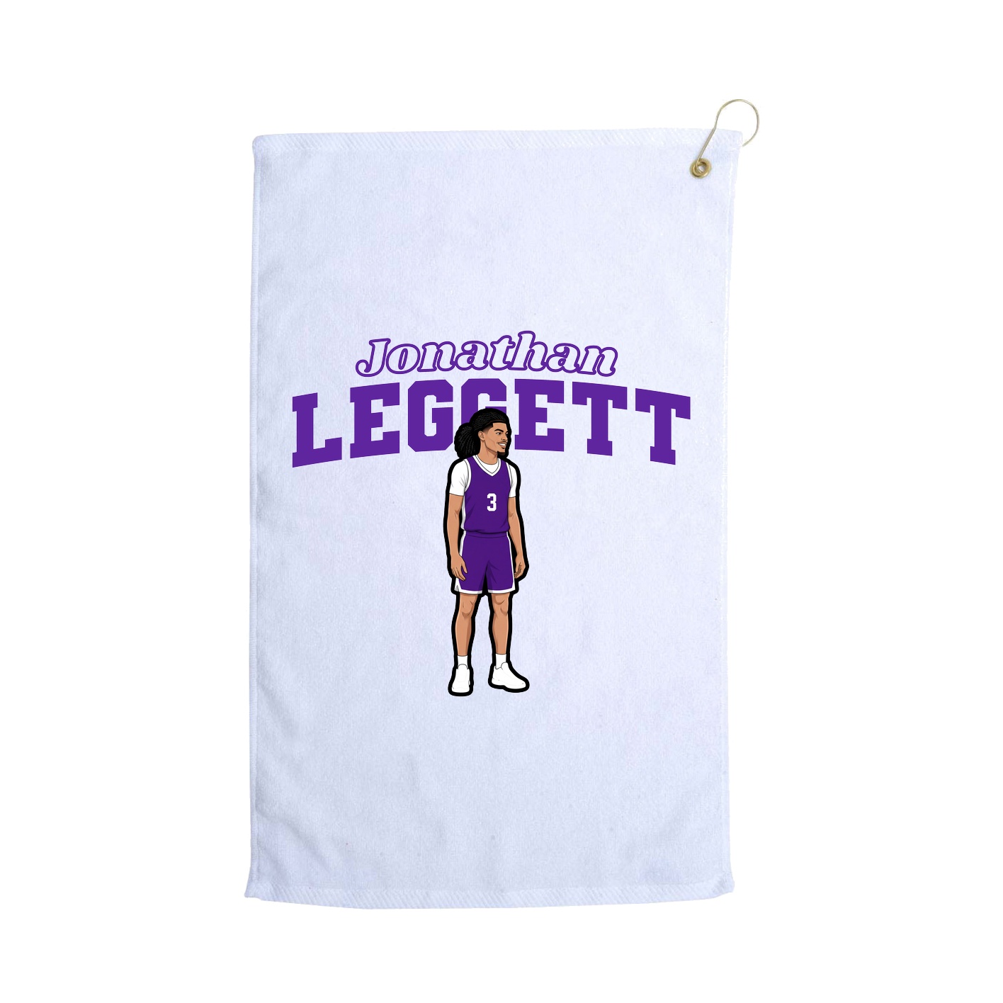 Golf Towel — Name Arch in White