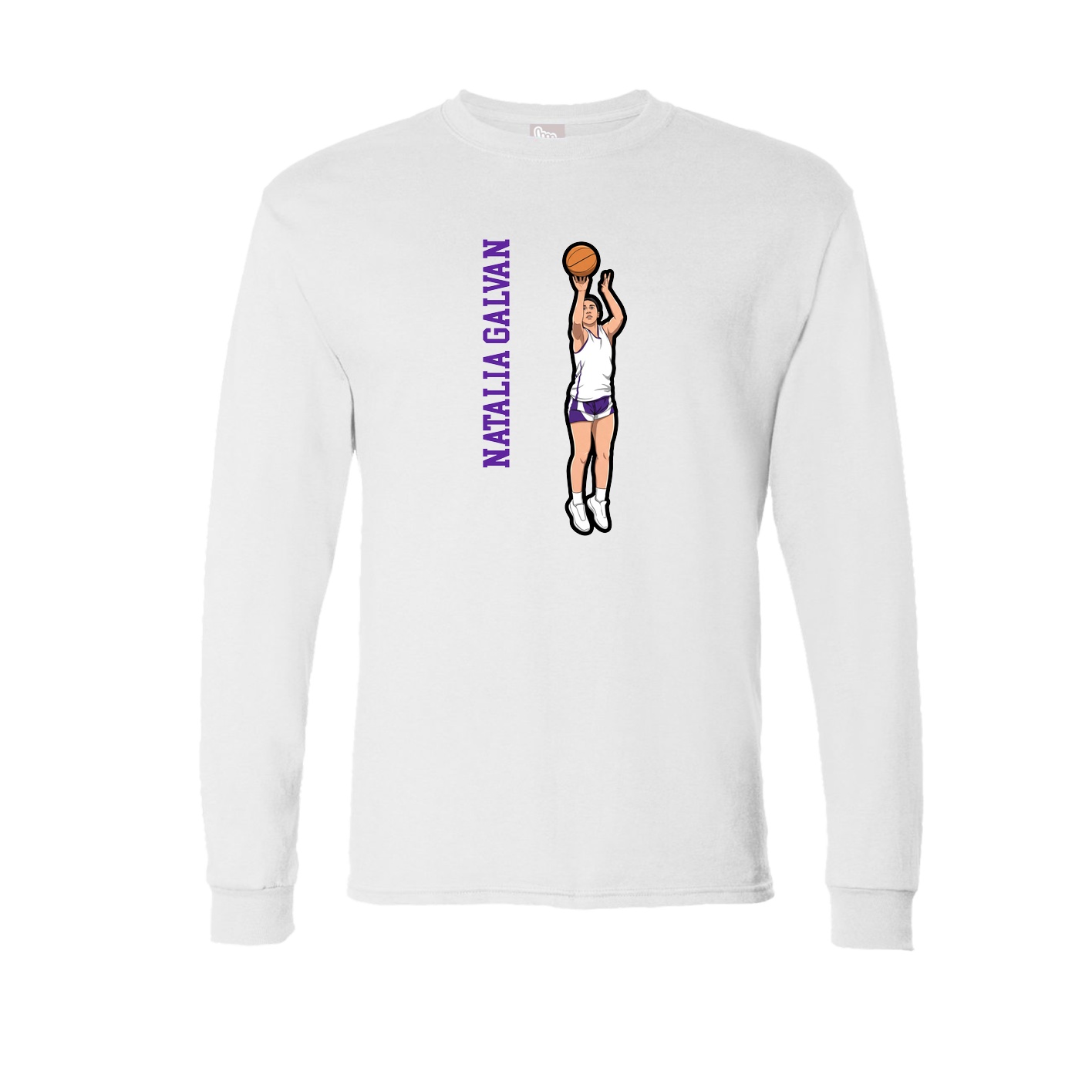 Long Sleeve Tee — Name Vertical in White