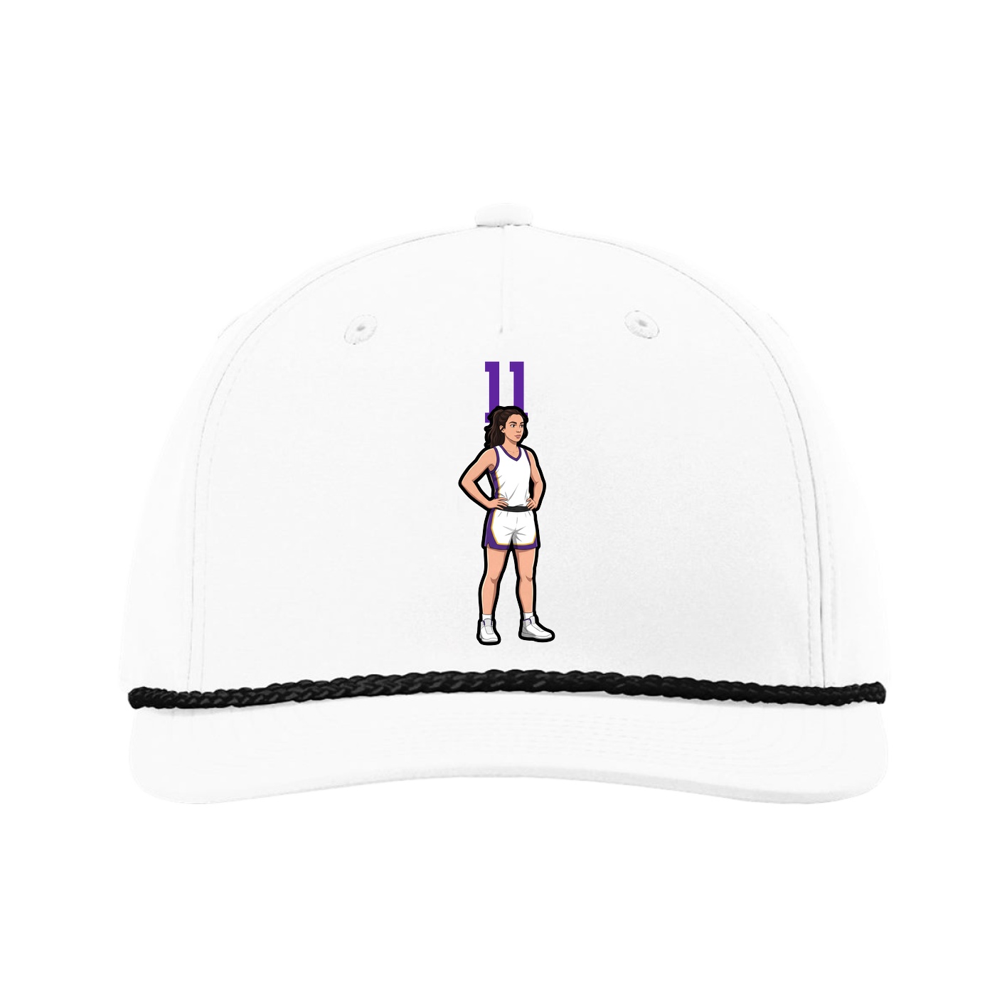 Five-Panel Classic Rope Cap — Number Top in White