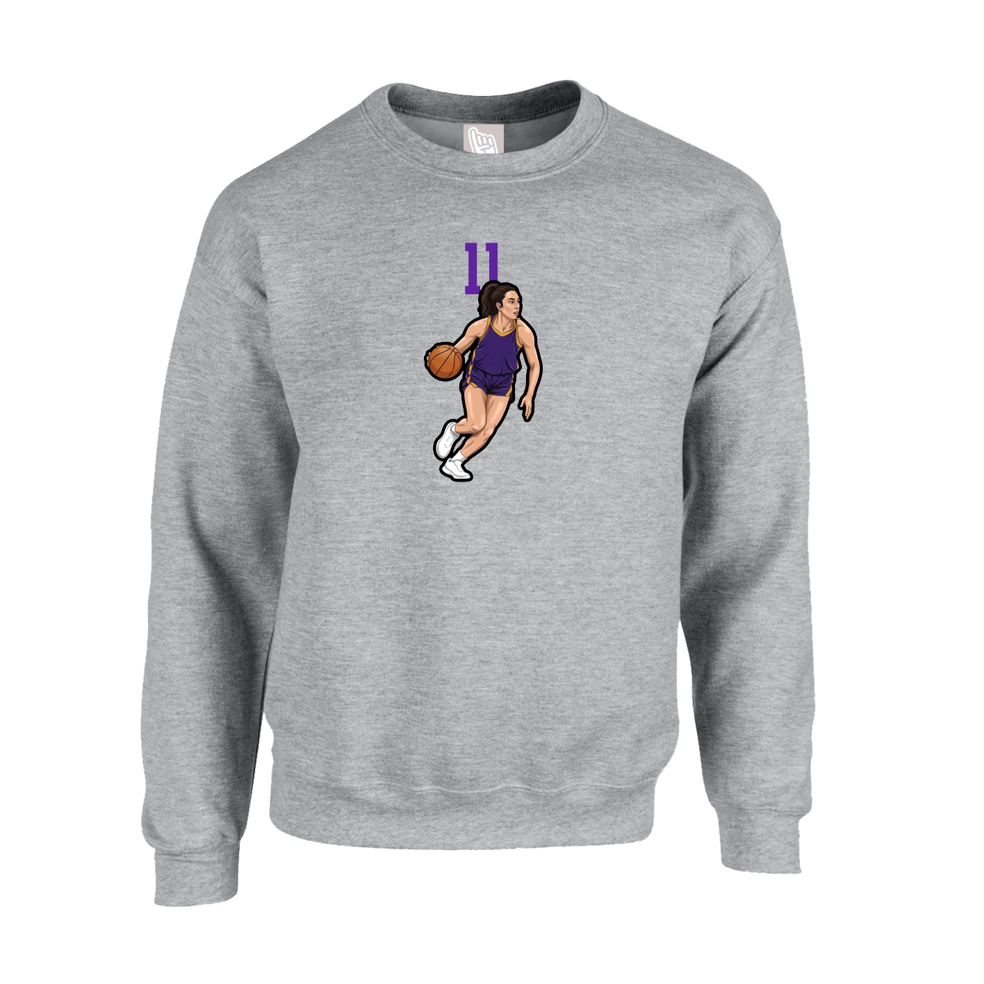 Fleece Crew — Number Top in Grey