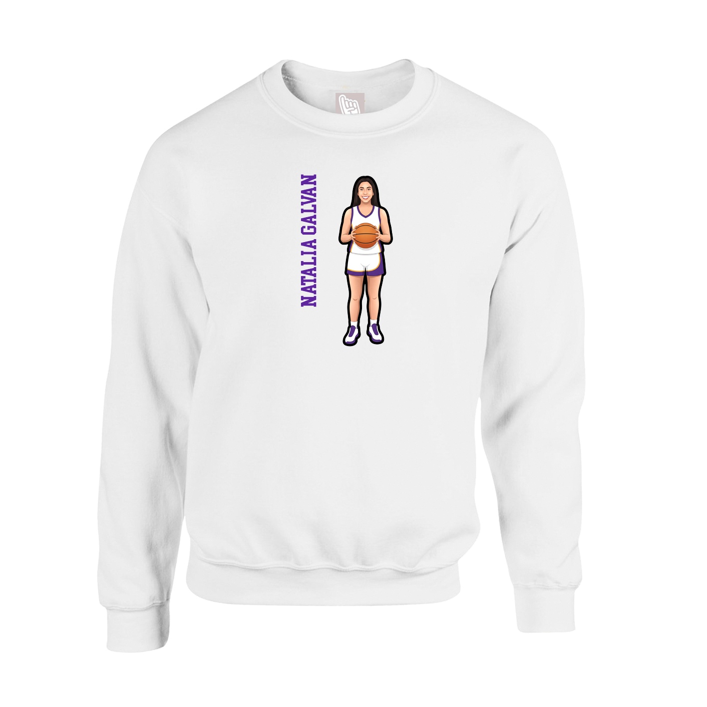 Fleece Crew — Name Vertical in White