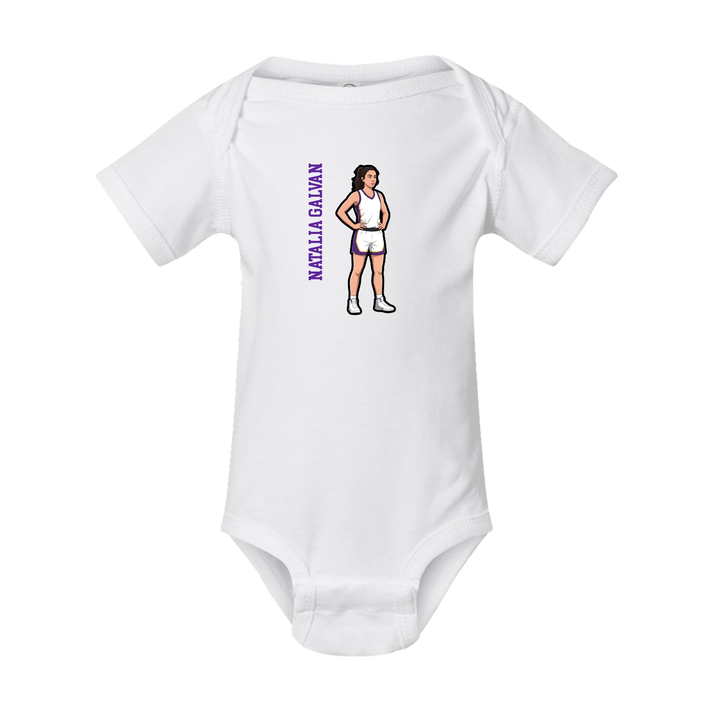 Baby Onesie — Name Vertical in White