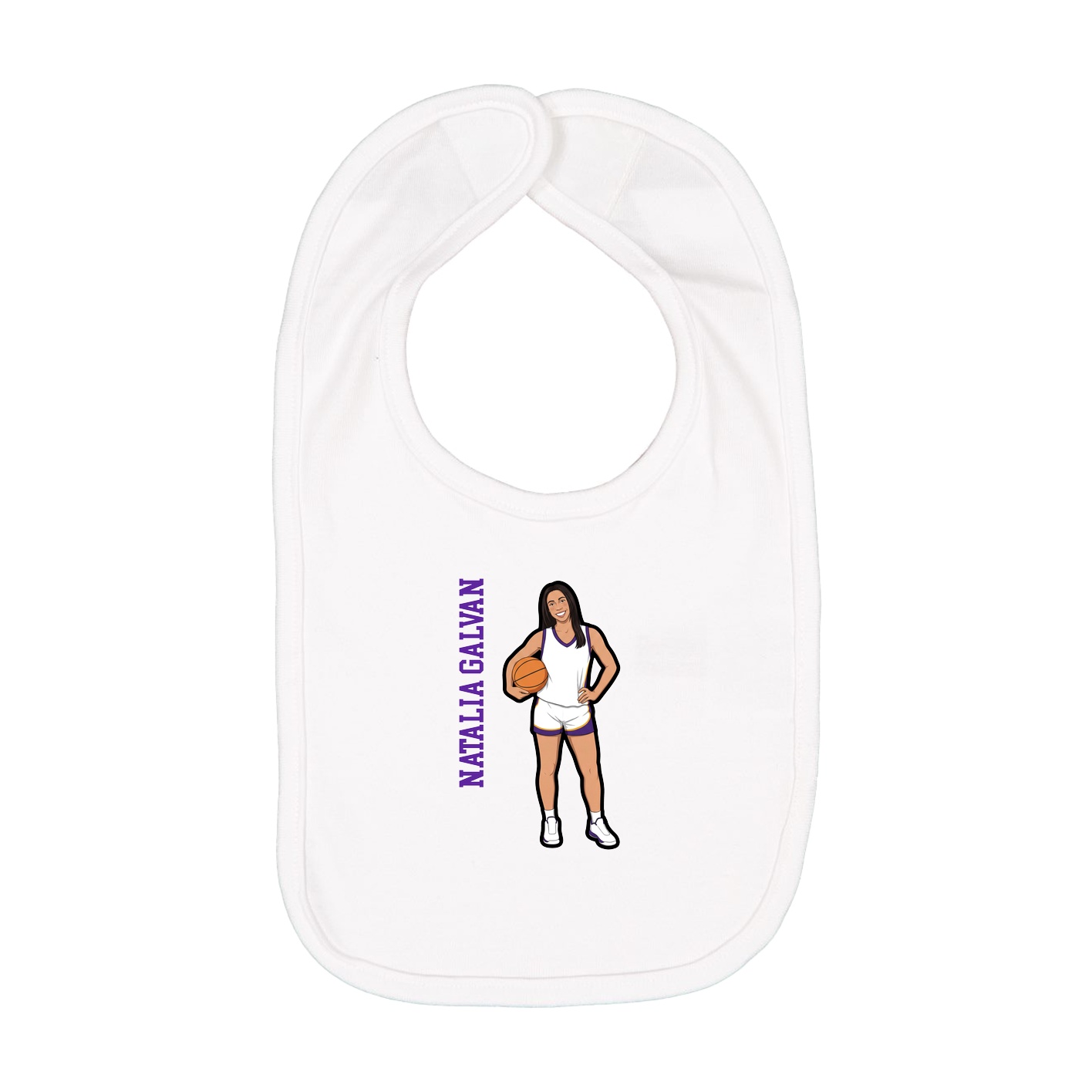 Infant Bib — Name Vertical in White