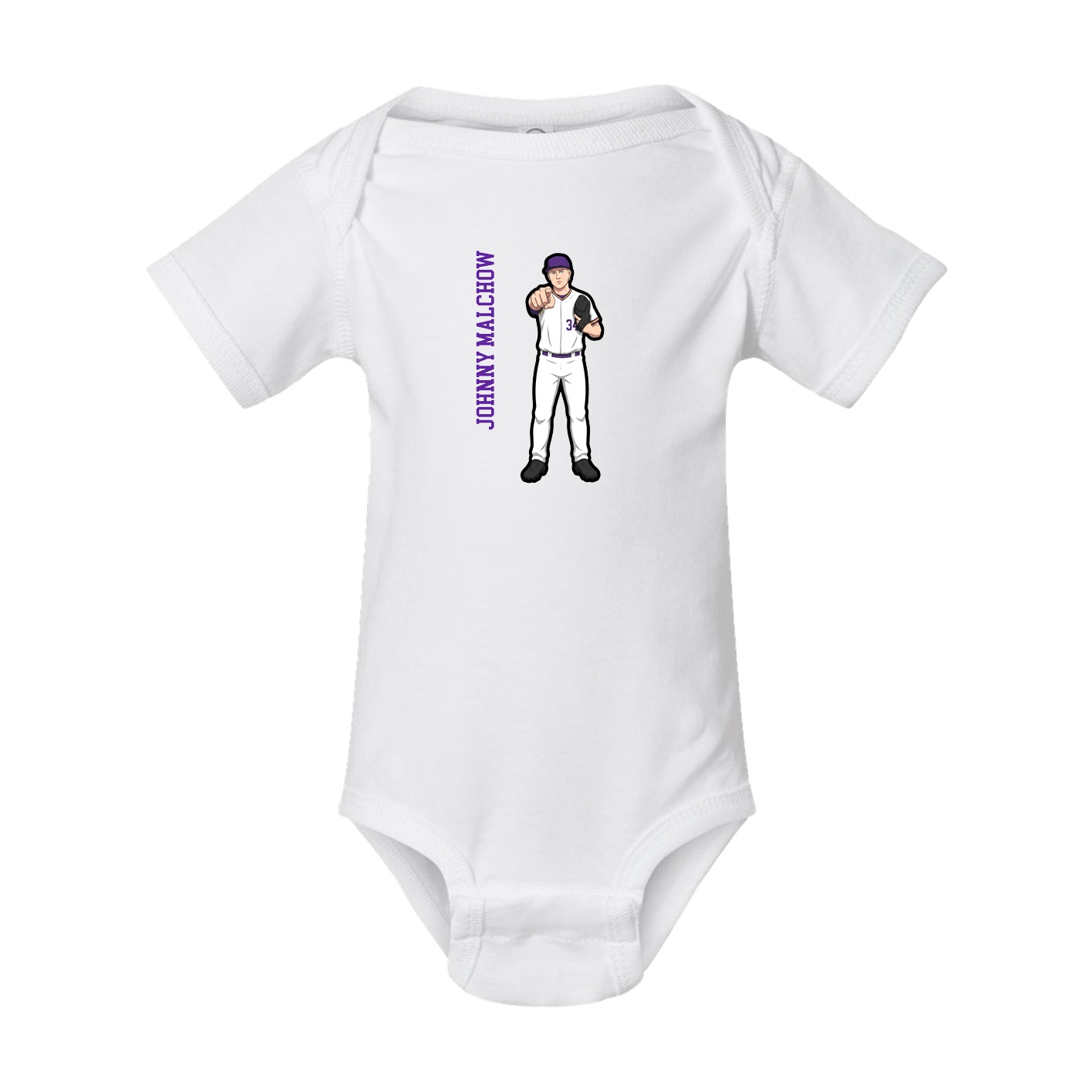 Baby Onesie — Name Vertical in White