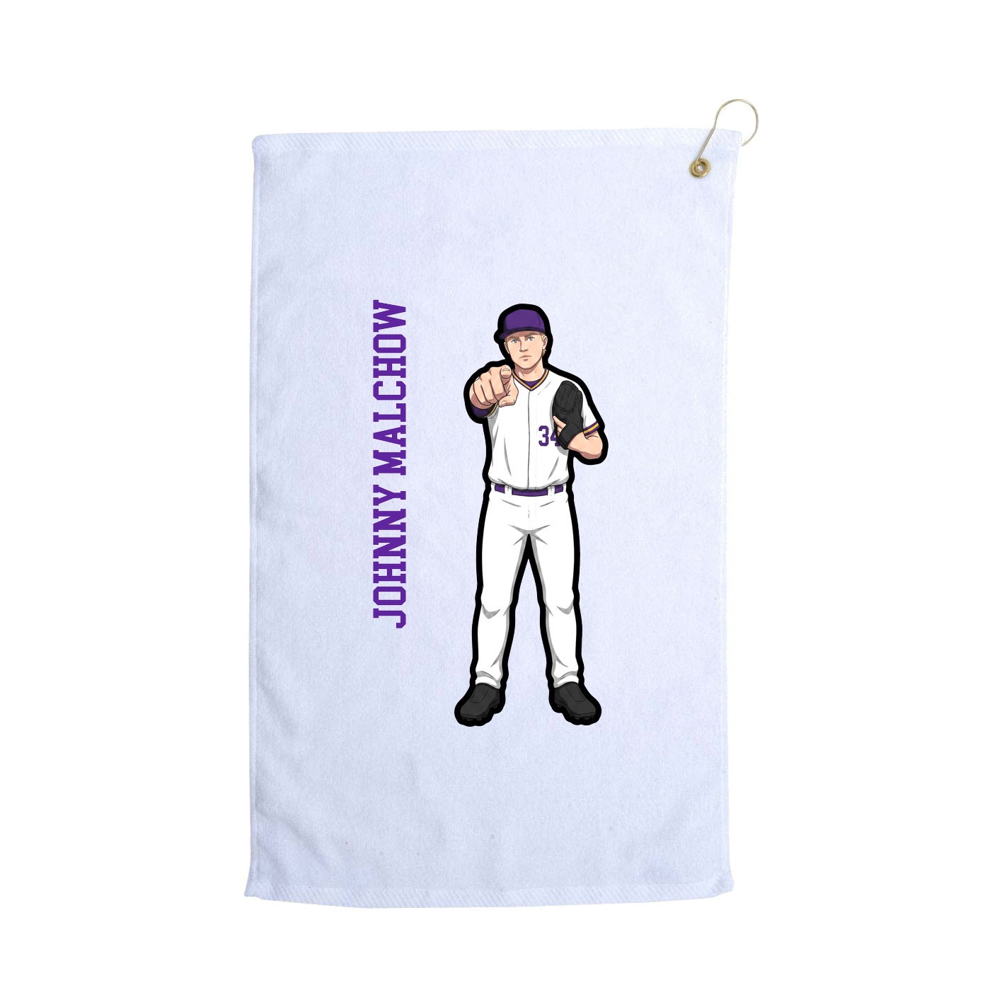 Golf Towel — Name Vertical in White