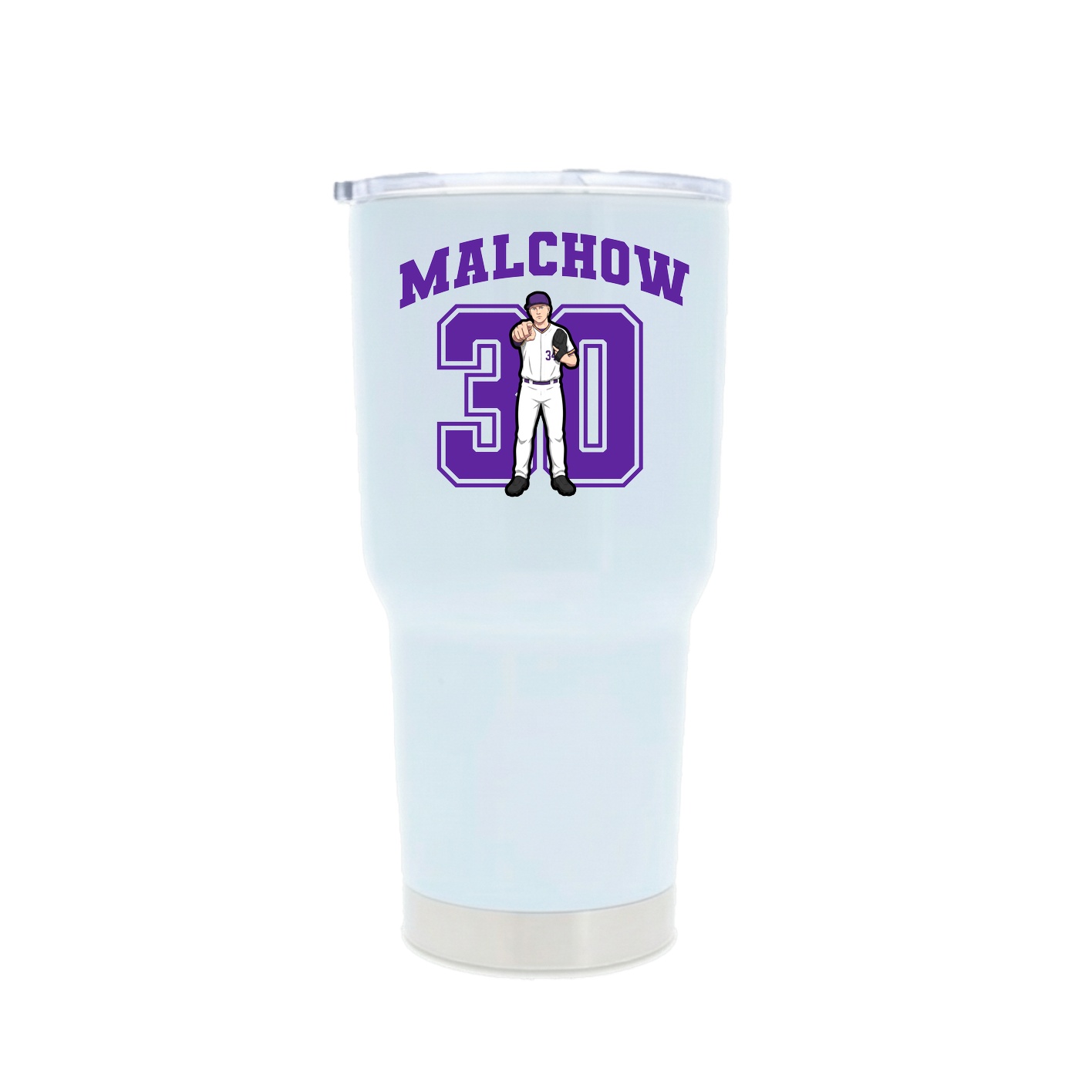 30oz Stainless Steel Tumbler — Number in White