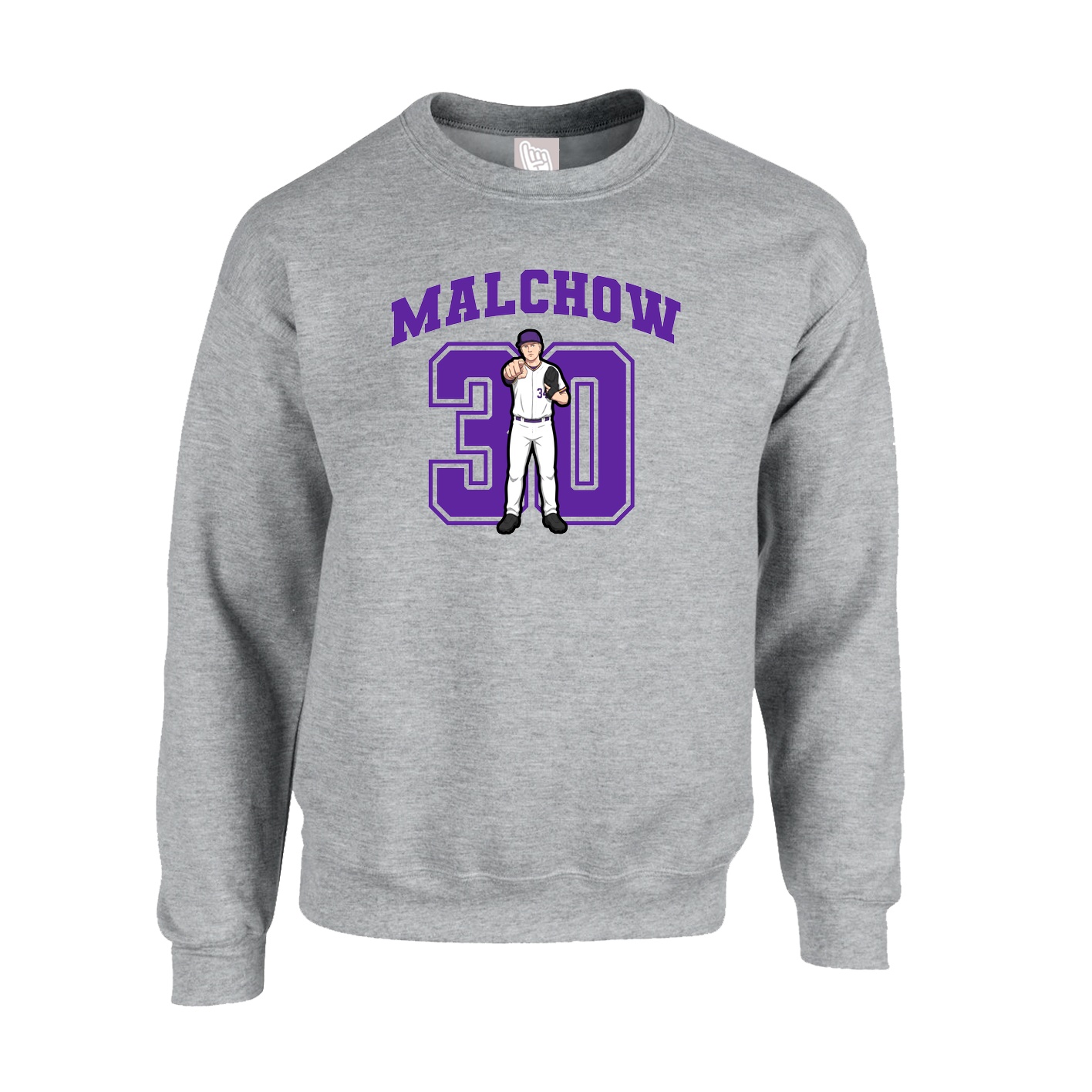 Fleece Crew — Number in Grey