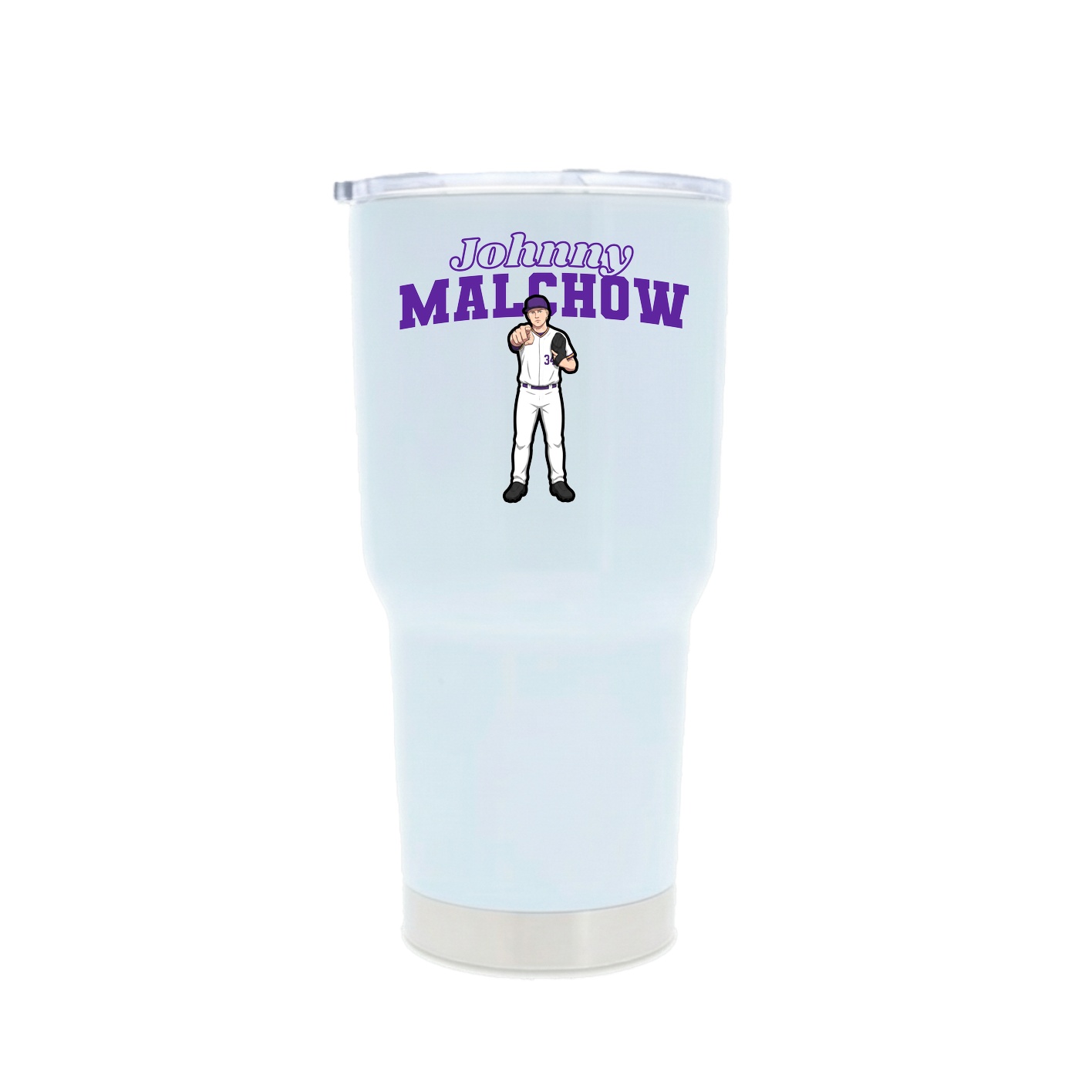 30oz Stainless Steel Tumbler — Name Arch in White