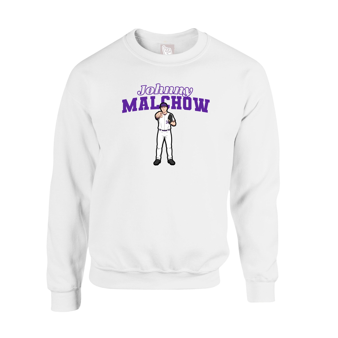 Fleece Crew — Name Arch in White