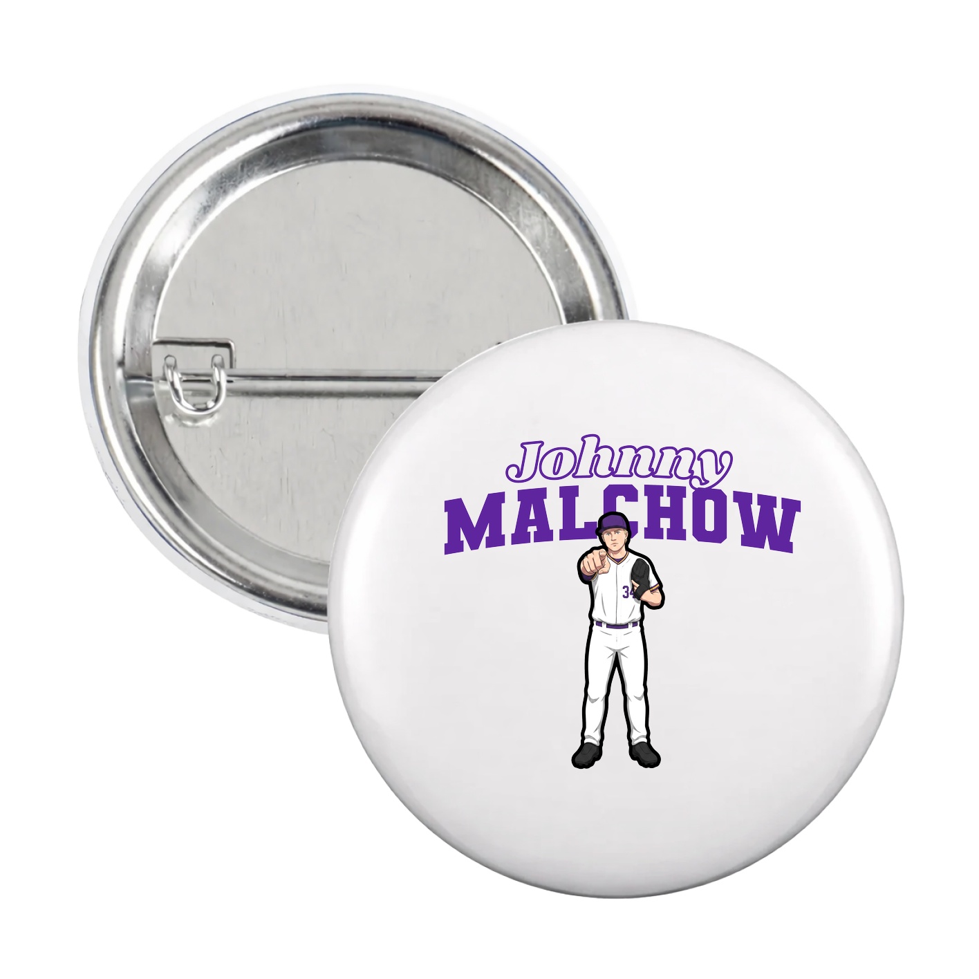 Game Day Button — Name Arch in White