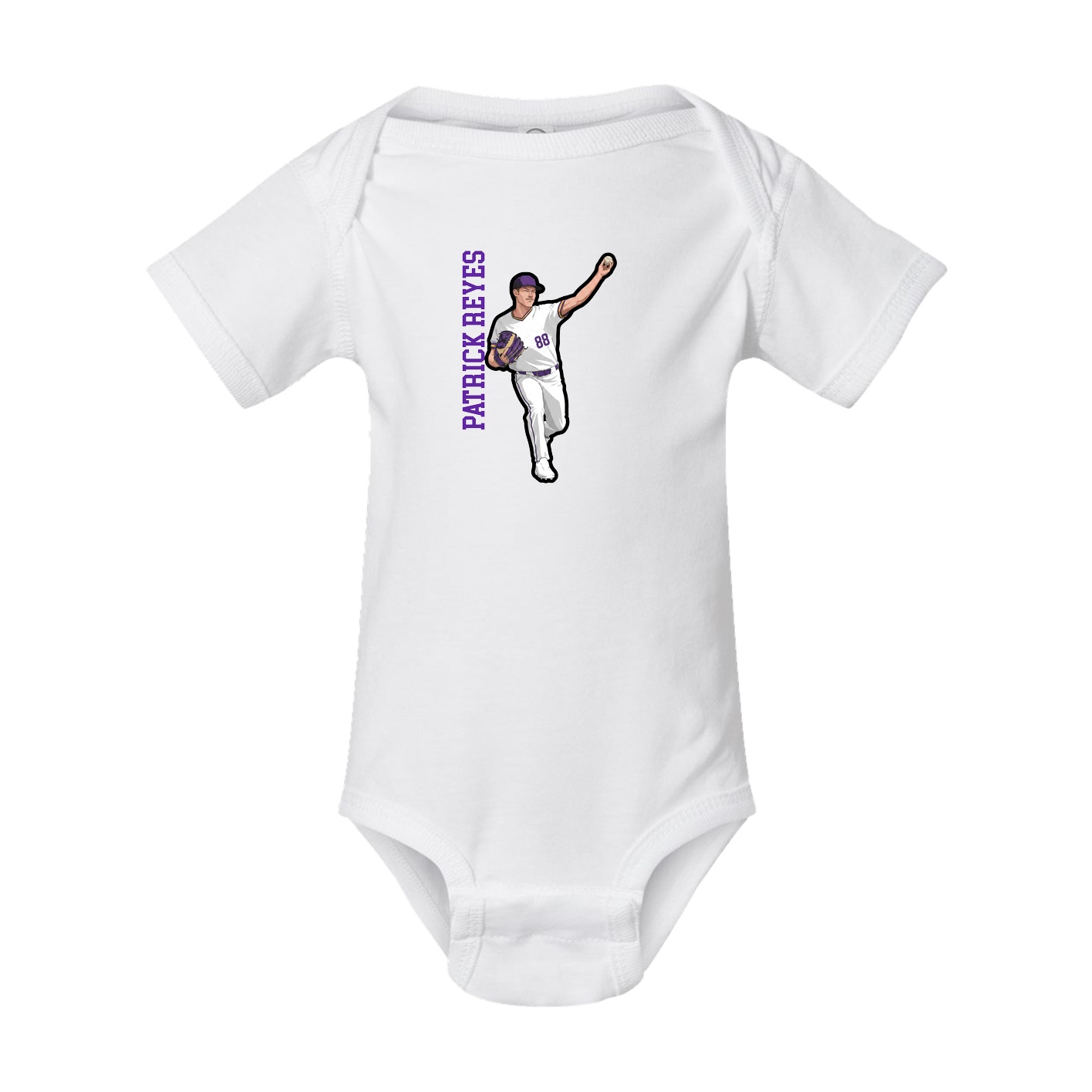 Baby Onesie — Name Vertical in White