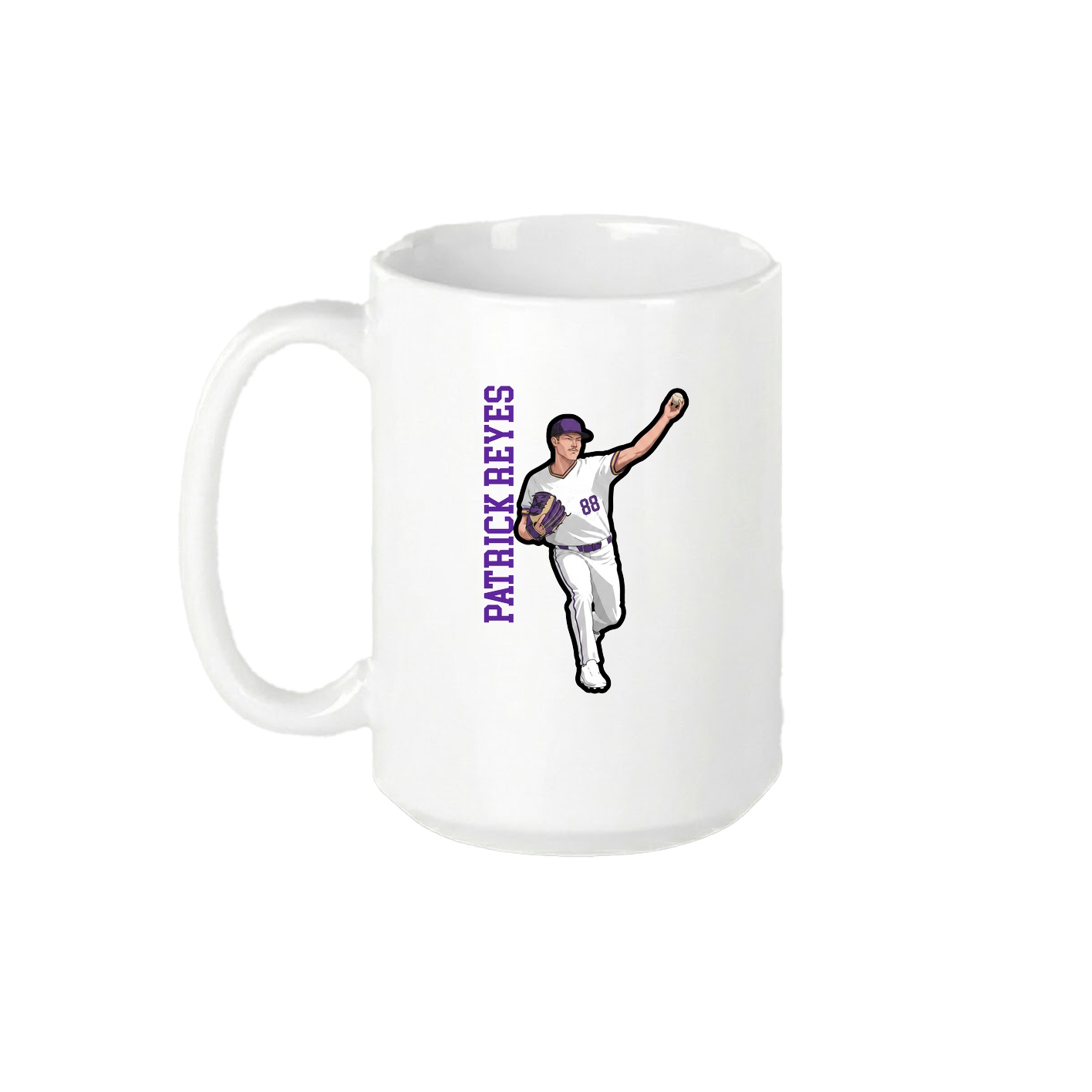 15oz Coffee Mug — Name Vertical in White