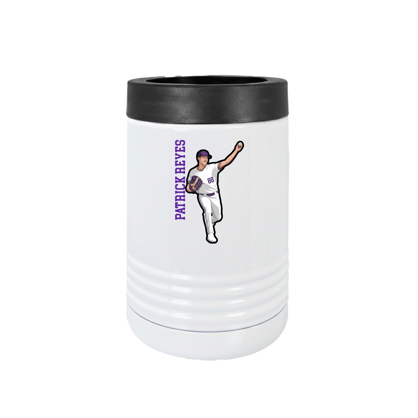 Beverage Holder — Name Vertical in White