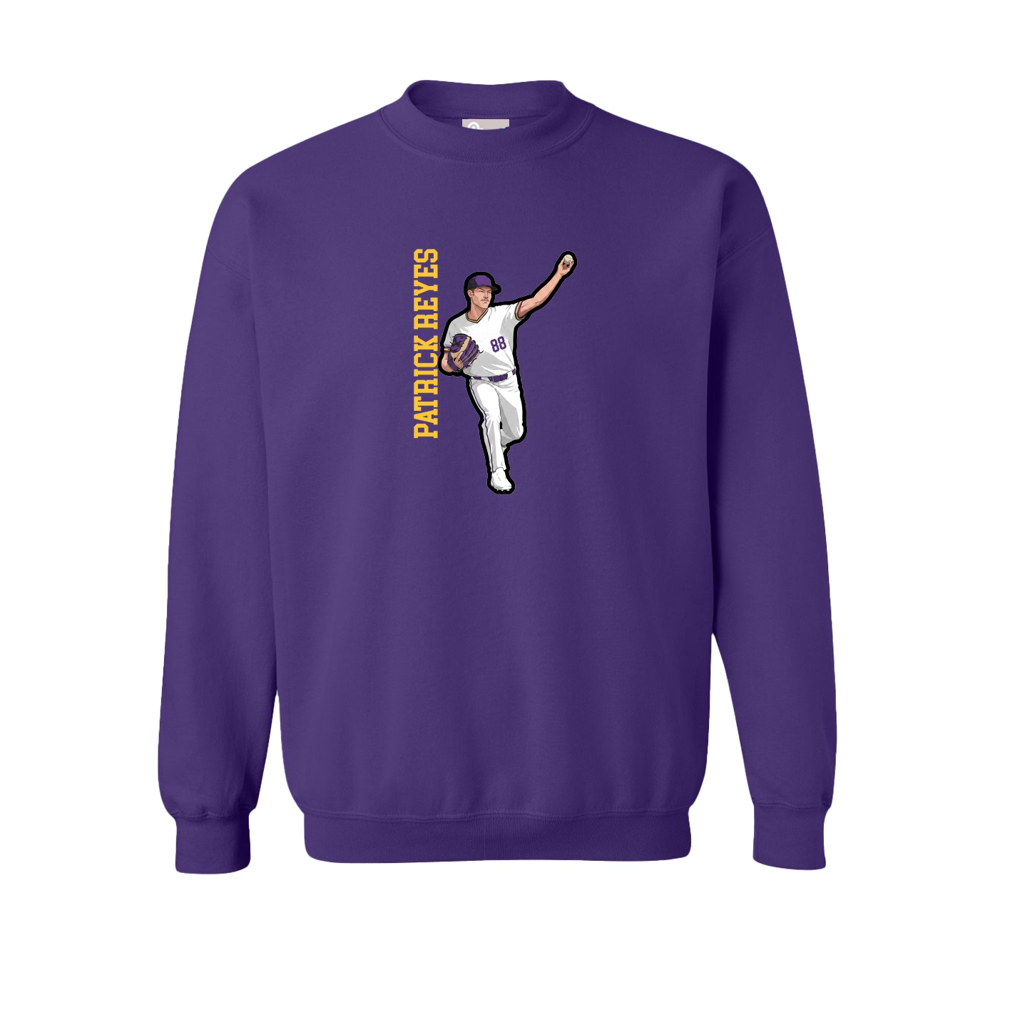 Fleece Crew — Name Vertical in Purple