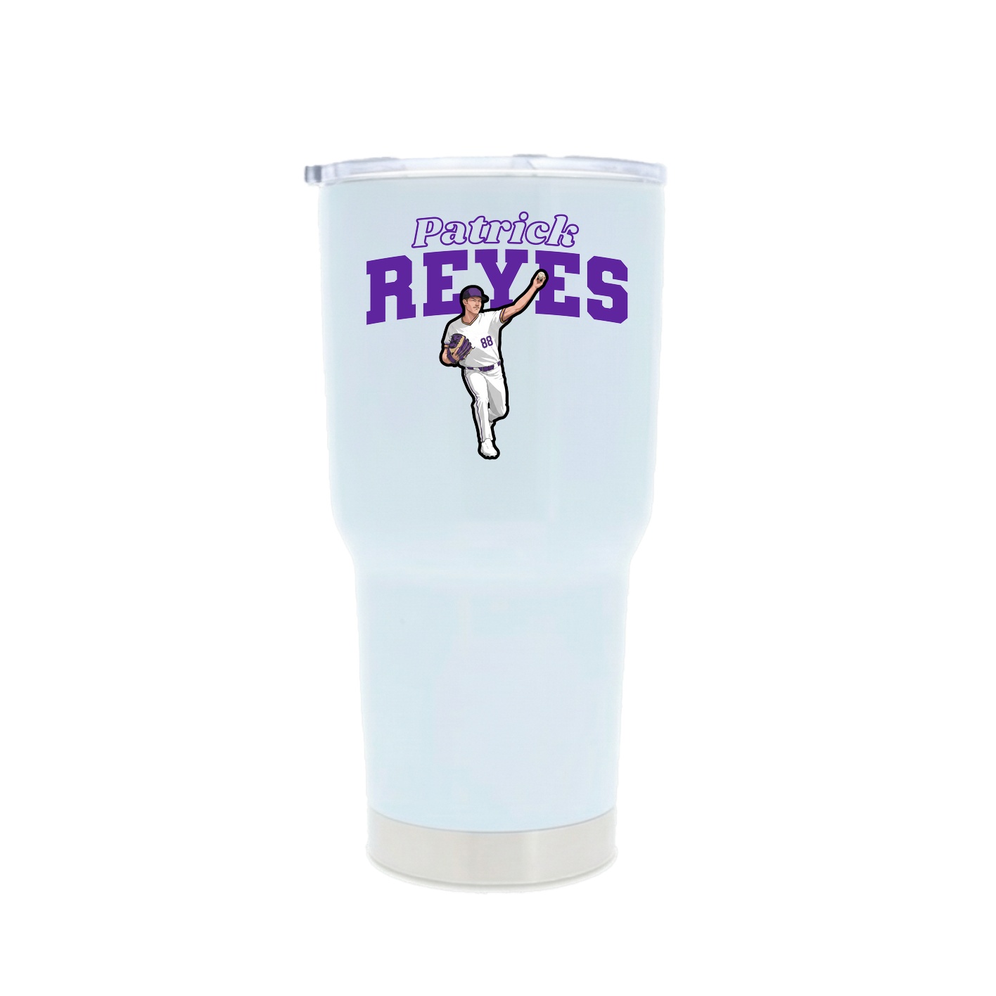30oz Stainless Steel Tumbler — Name Arch in White
