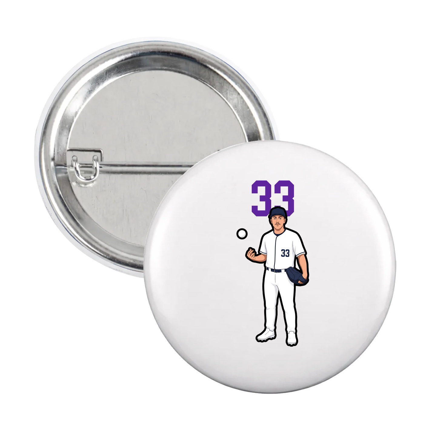Game Day Button — Number Top in White