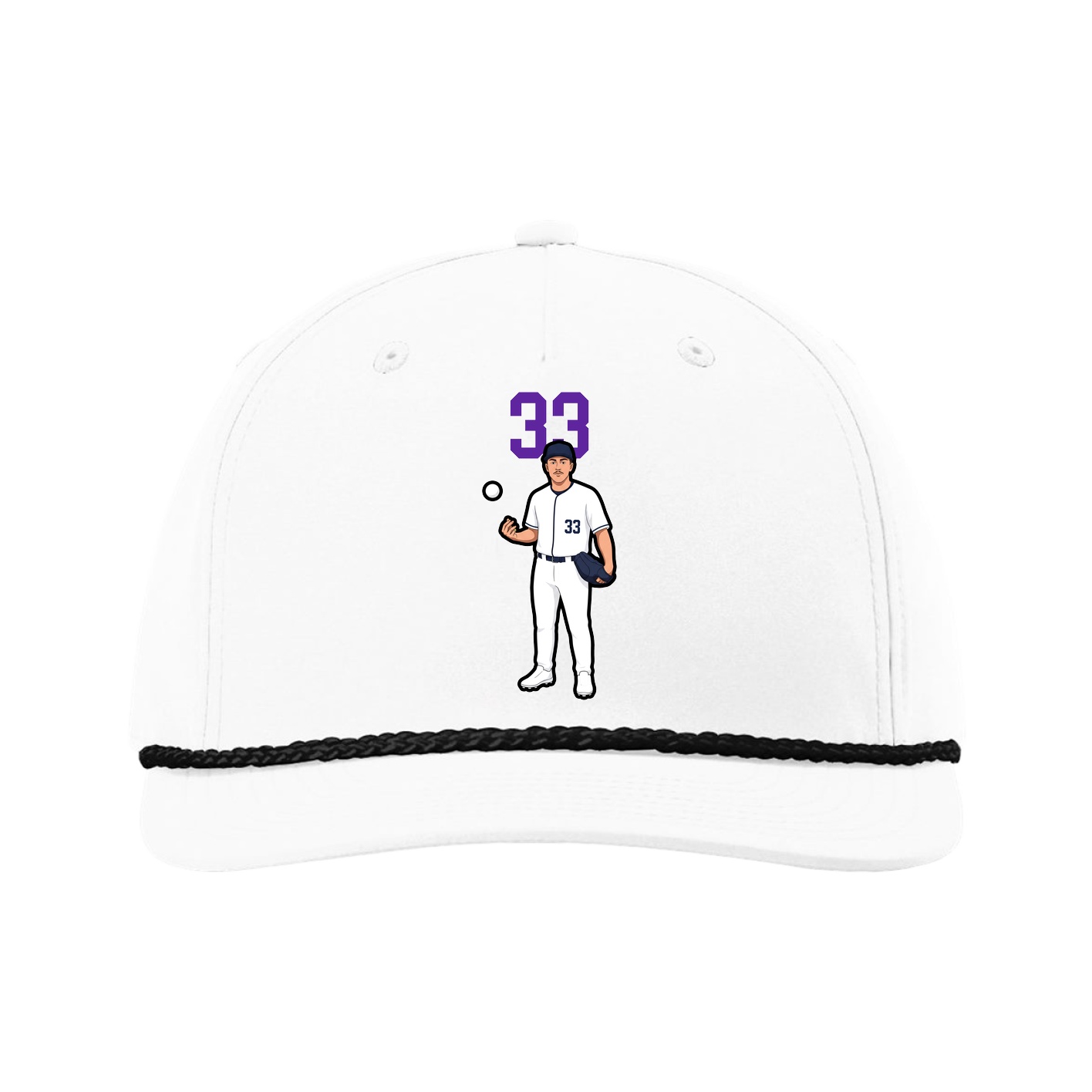 Five-Panel Classic Rope Cap — Number Top in White