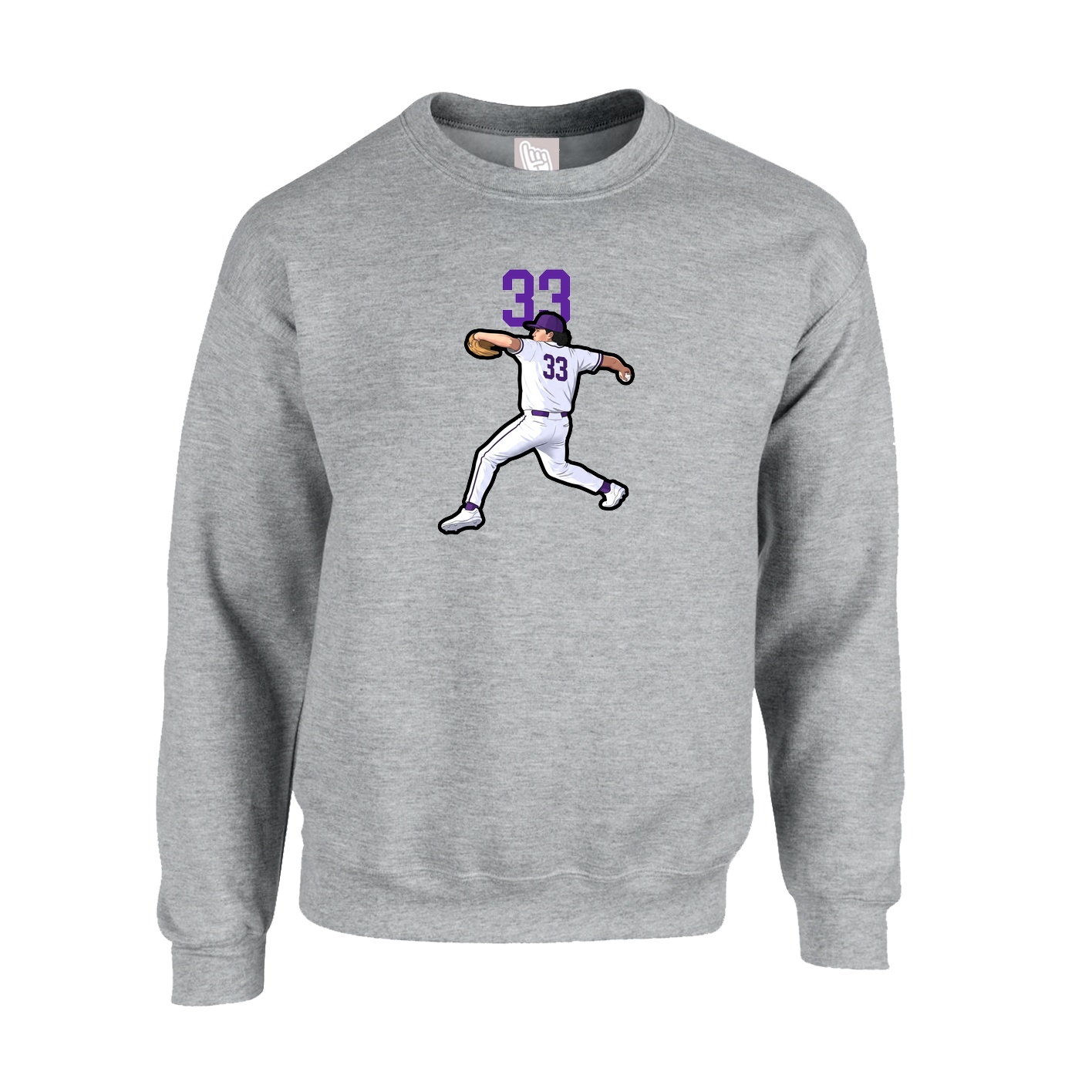 Fleece Crew — Number Top in Grey